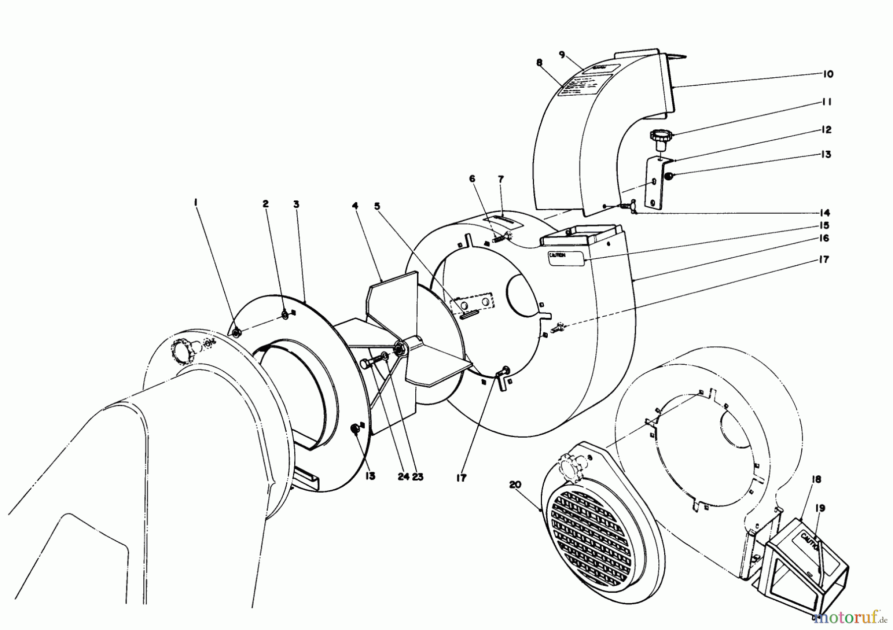 Toro Neu Blowers/Vacuums/Chippers/Shredders 62923 - Toro 5 hp Lawn Vacuum, 1983 (3000001-3999999) BLOWER ASSEMBLY (MODEL 62912 & 62923)