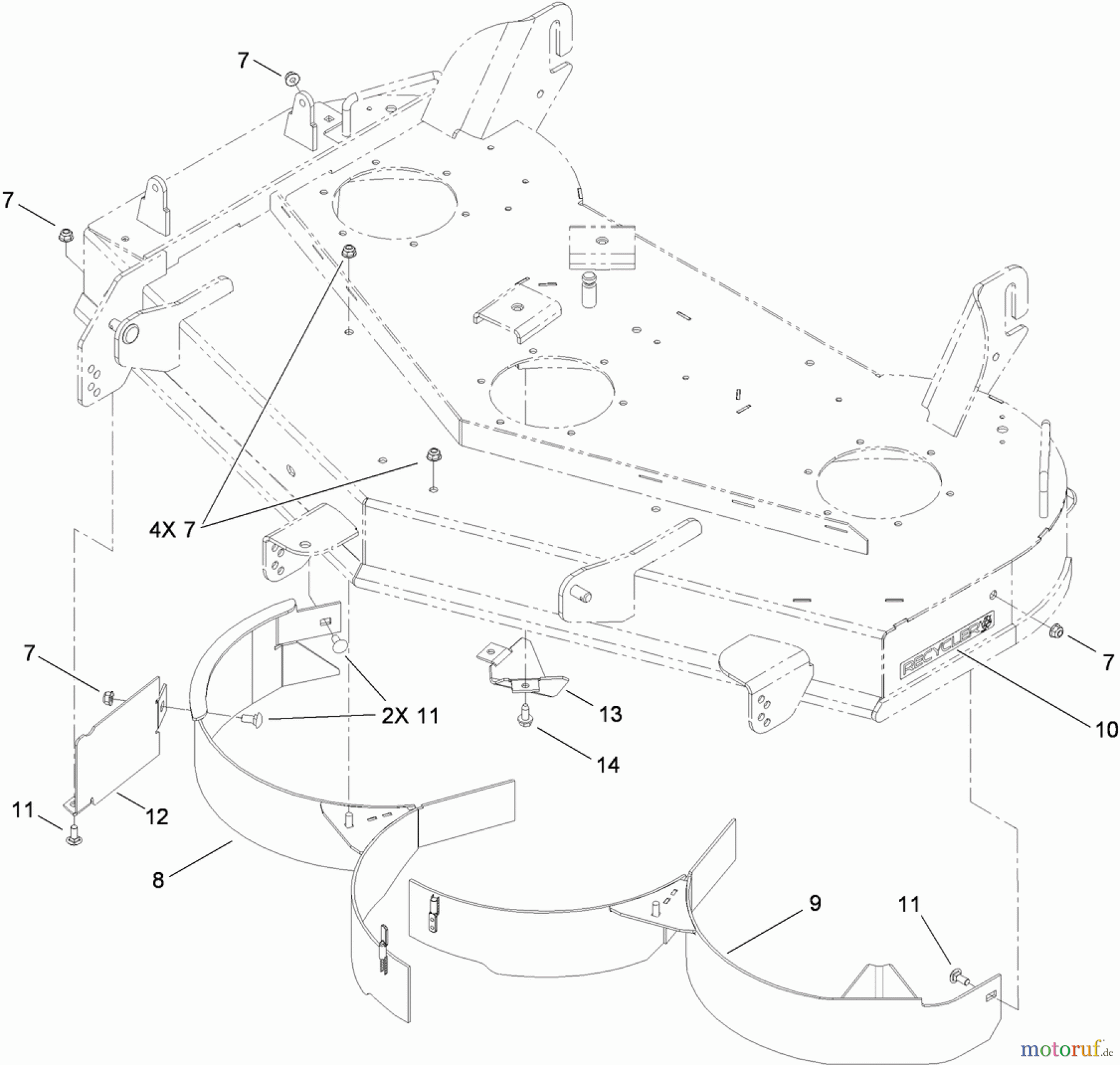 Toro Neu Mowers, Zero-Turn 74912 (ZX4800) - Toro TITAN ZX4800 Zero-Turn-Radius Riding Mower, 2010 (310000001-310999999) 48 INCH BAFFLE ASSEMBLY