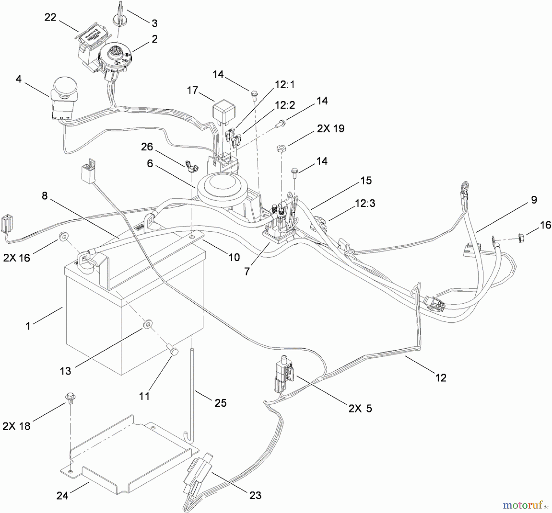 Toro Neu Mowers, Zero-Turn 74912 (ZX4800) - Toro TITAN ZX4800 Zero-Turn-Radius Riding Mower, 2010 (310000001-310999999) ELECTRICAL ASSEMBLY