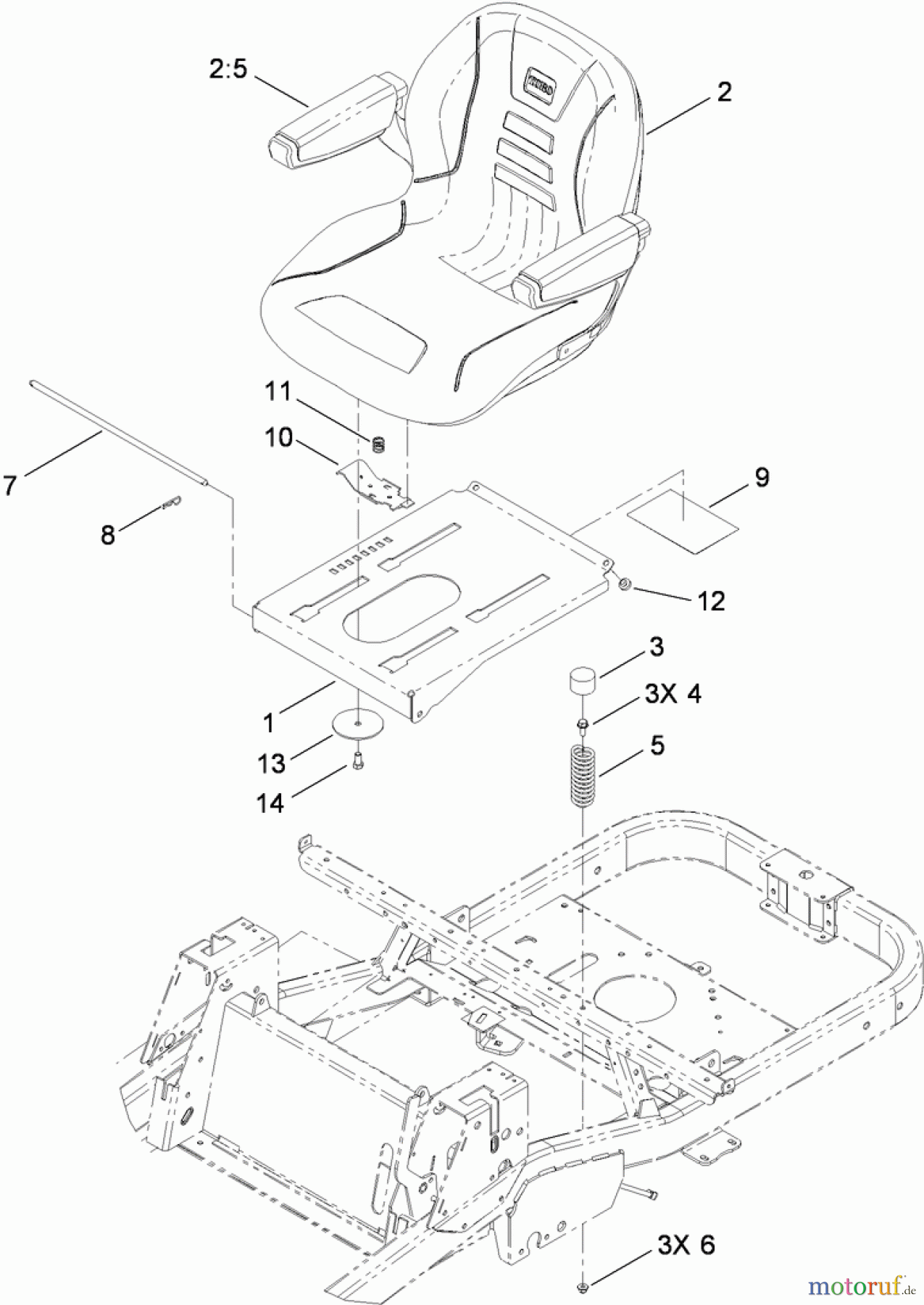 Toro Neu Mowers, Zero-Turn 74912 (ZX4800) - Toro TITAN ZX4800 Zero-Turn-Radius Riding Mower, 2010 (310000001-310999999) SEAT ASSEMBLY