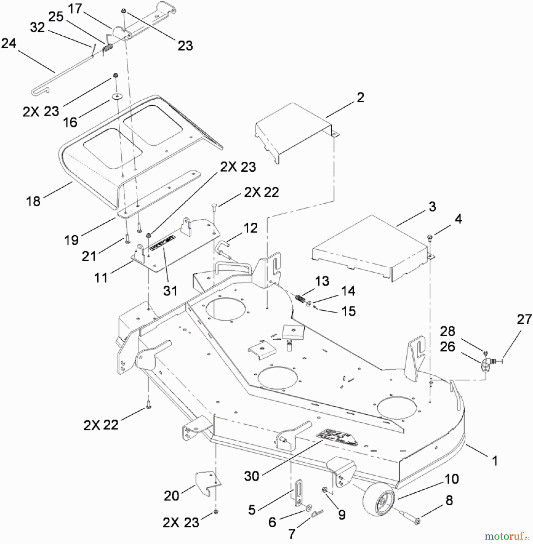Toro Neu Mowers, Zero-Turn 74914 (ZX5400) - Toro TITAN ZX5400 Zero-Turn-Radius Riding Mower, 2010 (310000001-310999999) 54 INCH DECK ASSEMBLY