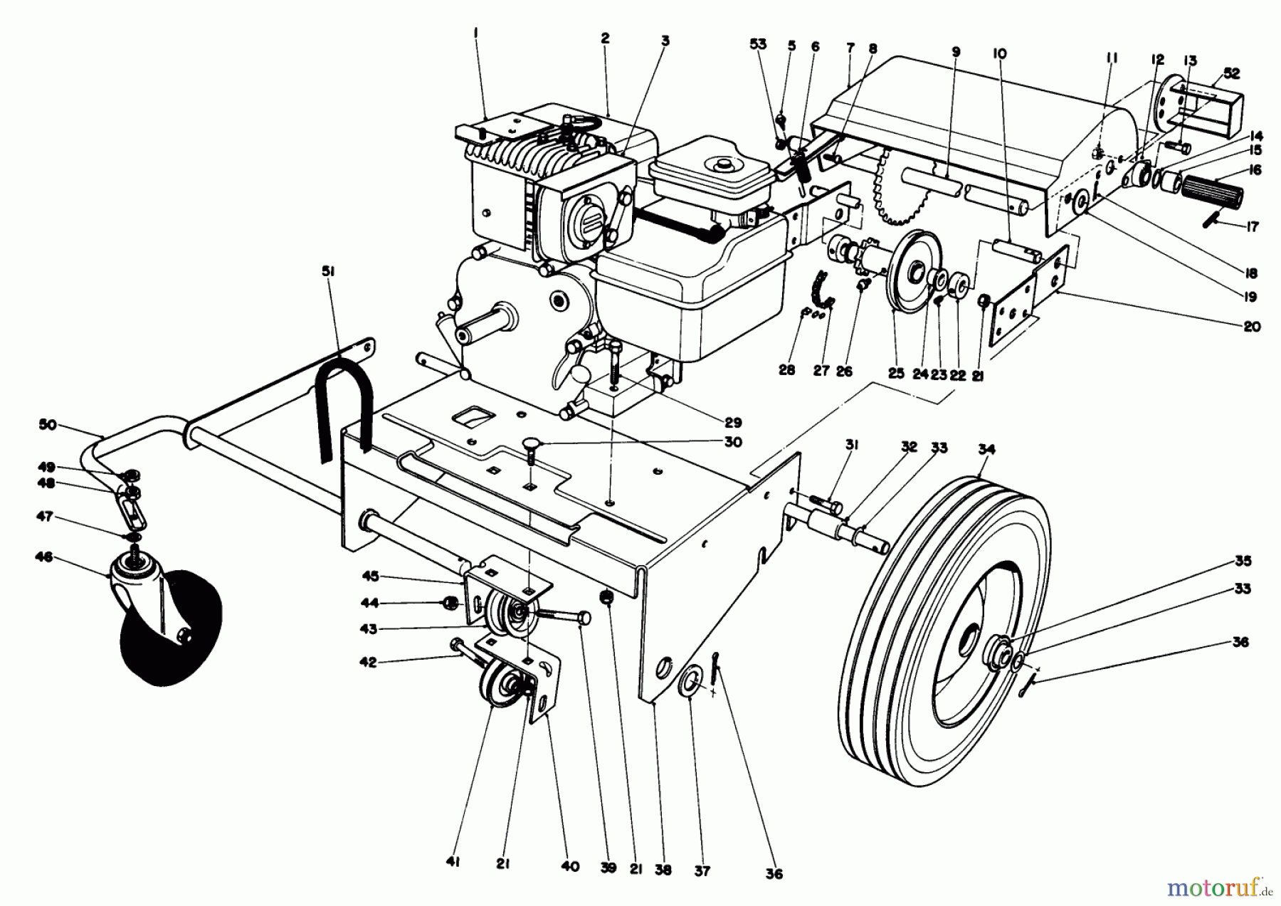 Toro Neu Blowers/Vacuums/Chippers/Shredders 62912 - Toro 5 hp Lawn Vacuum, 1982 (2000001-2999999) ENGINE AND BASE ASSEMBLY (MODEL 62923)