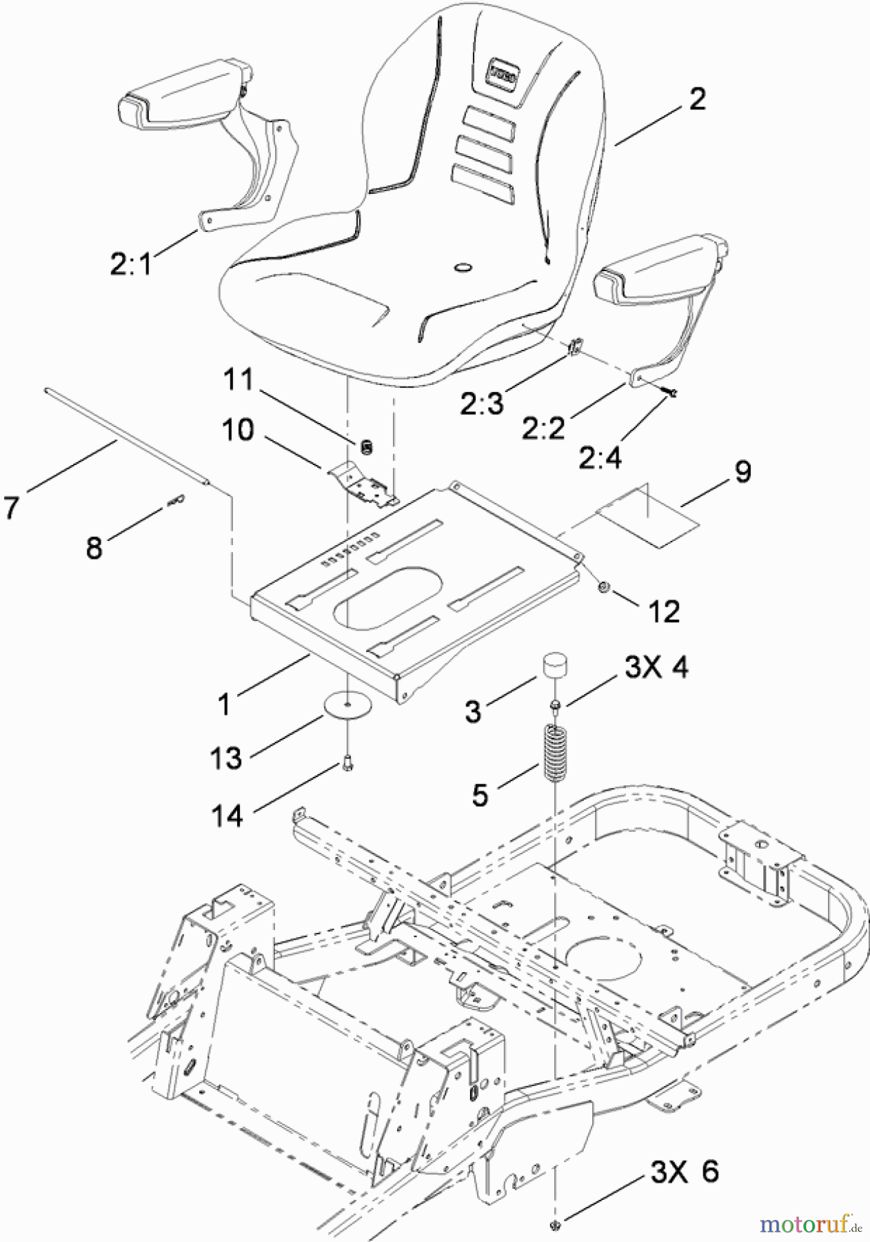 Toro Neu Mowers, Zero-Turn 74914 (ZX5400) - Toro TITAN ZX5400 Zero-Turn-Radius Riding Mower, 2010 (310000001-310999999) SEAT ASSEMBLY