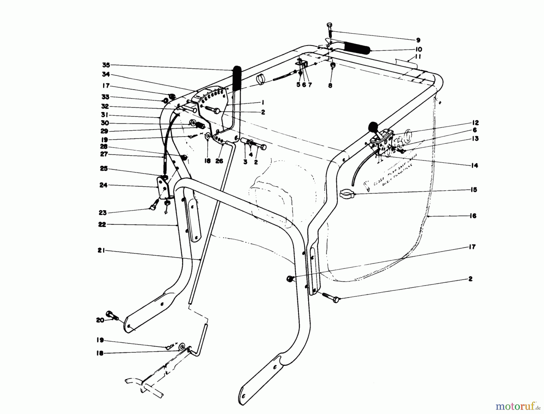 Toro Neu Blowers/Vacuums/Chippers/Shredders 62923 - Toro 5 hp Lawn Vacuum, 1983 (3000001-3999999) HANDLE ASSEMBLY (MODEL 62923)