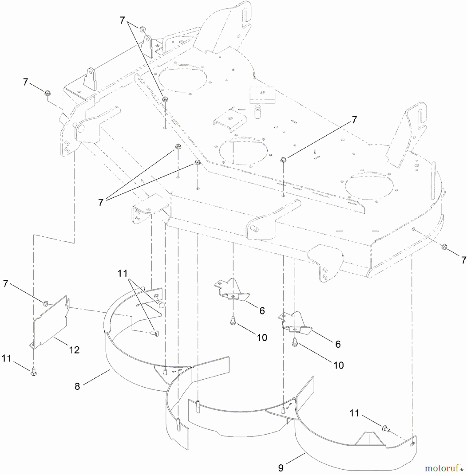 Toro Neu Mowers, Zero-Turn 74920 (ZX4820) - Toro TITAN ZX4820 Zero-Turn-Radius Riding Mower, 2011 (311000001-311999999) 48 INCH DECK BAFFLE AND GUARD ASSEMBLY