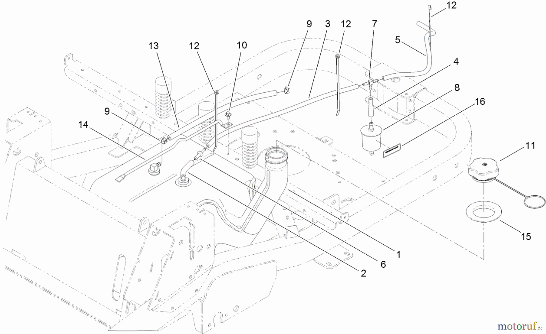 Toro Neu Mowers, Zero-Turn 74920 (ZX4820) - Toro TITAN ZX4820 Zero-Turn-Radius Riding Mower, 2011 (311000001-311999999) FUEL DELIVERY ASSEMBLY