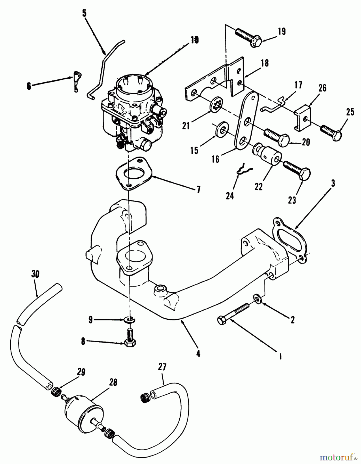 Toro Neu Mowers, Zero-Turn Y1-12OE01 (612-Z) - Toro 612-Z Tractor, 1990 CARBURETOR AND INTAKE MANIFOLD-616-Z