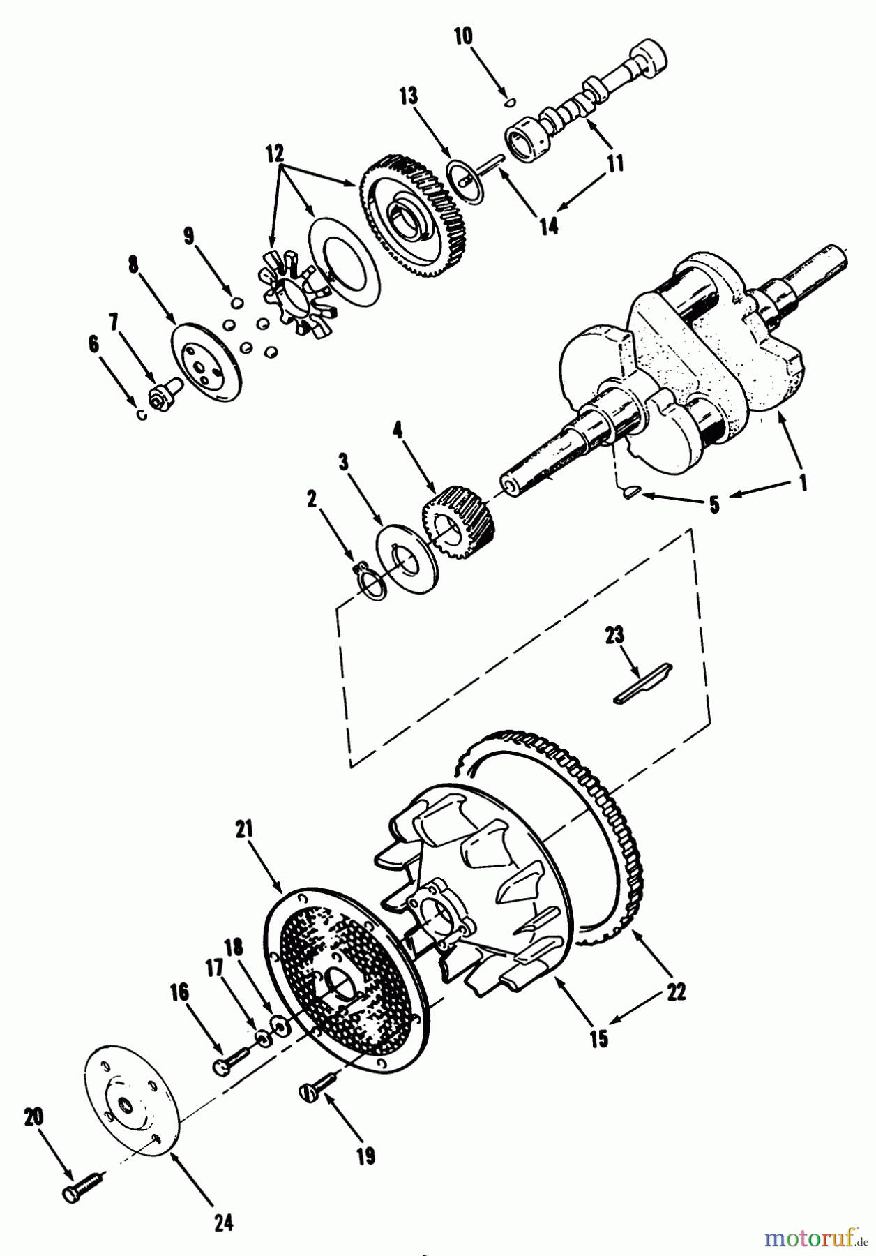 Toro Neu Mowers, Zero-Turn Y1-16OE02 (616-Z) - Toro 616-Z Tractor, 1990 CRANKSHAFT, CAMSHAFT AND FLYWHEEL-616-Z