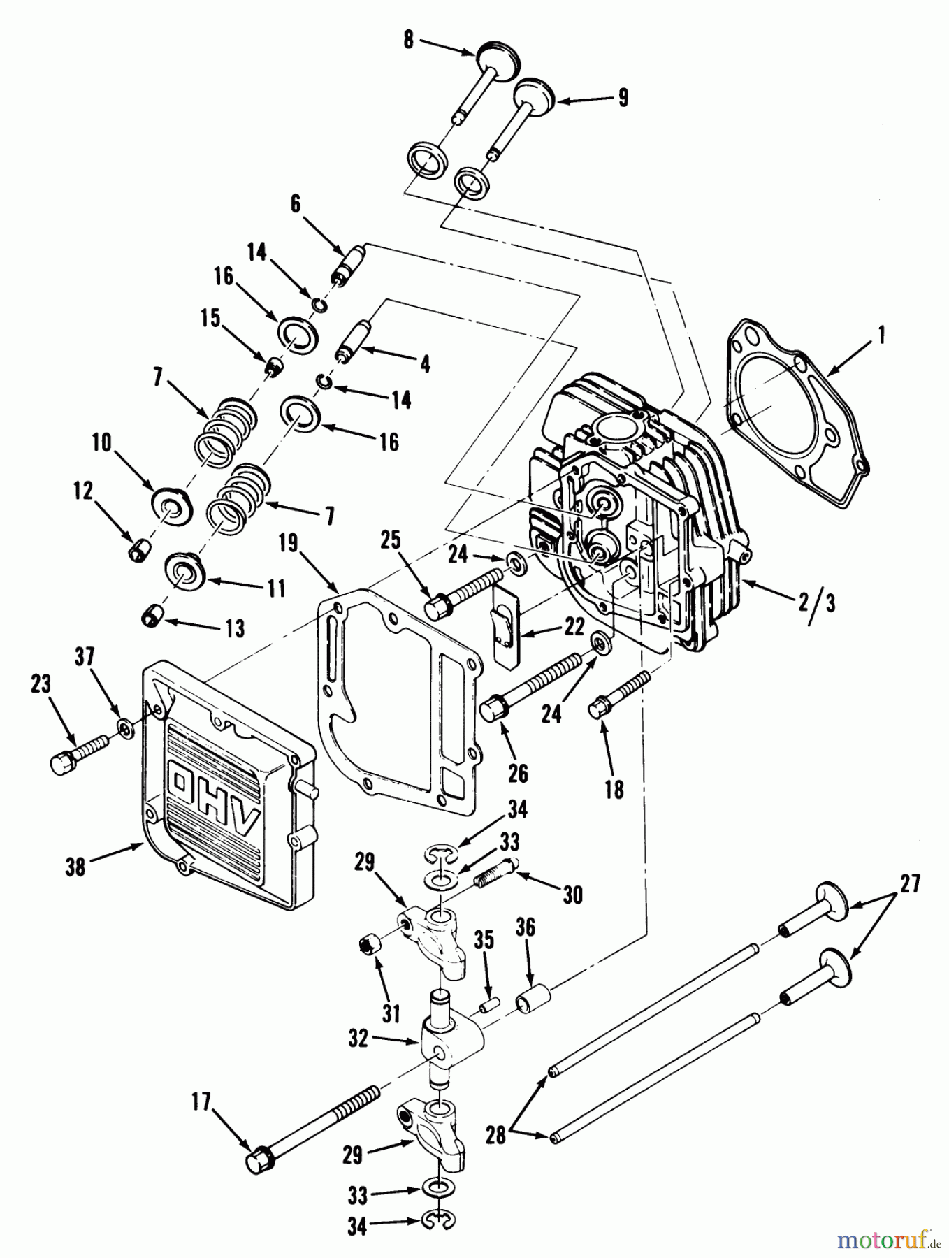  Toro Neu Mowers, Zero-Turn Y1-12OE01 (612-Z) - Toro 612-Z Tractor, 1990 CYLINDER HEAD AND VALVES-612-Z