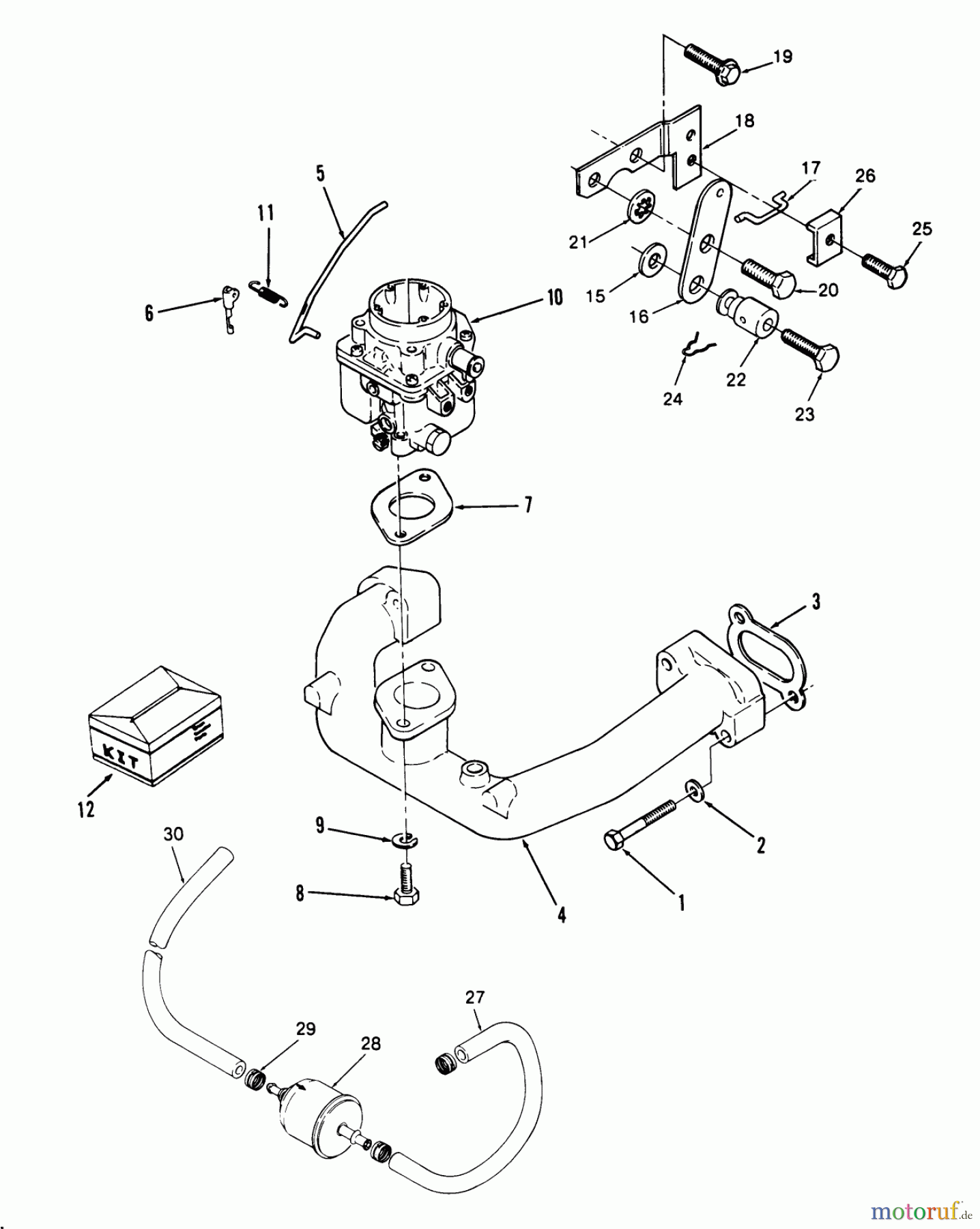 Toro Neu Mowers, Zero-Turn Y1-20OE02 (620-Z) - Toro 620-Z Tractor, 1991 (1000001-1999999) CARBURETOR AND INTAKE MANIFOLD-616-Z, 620-Z