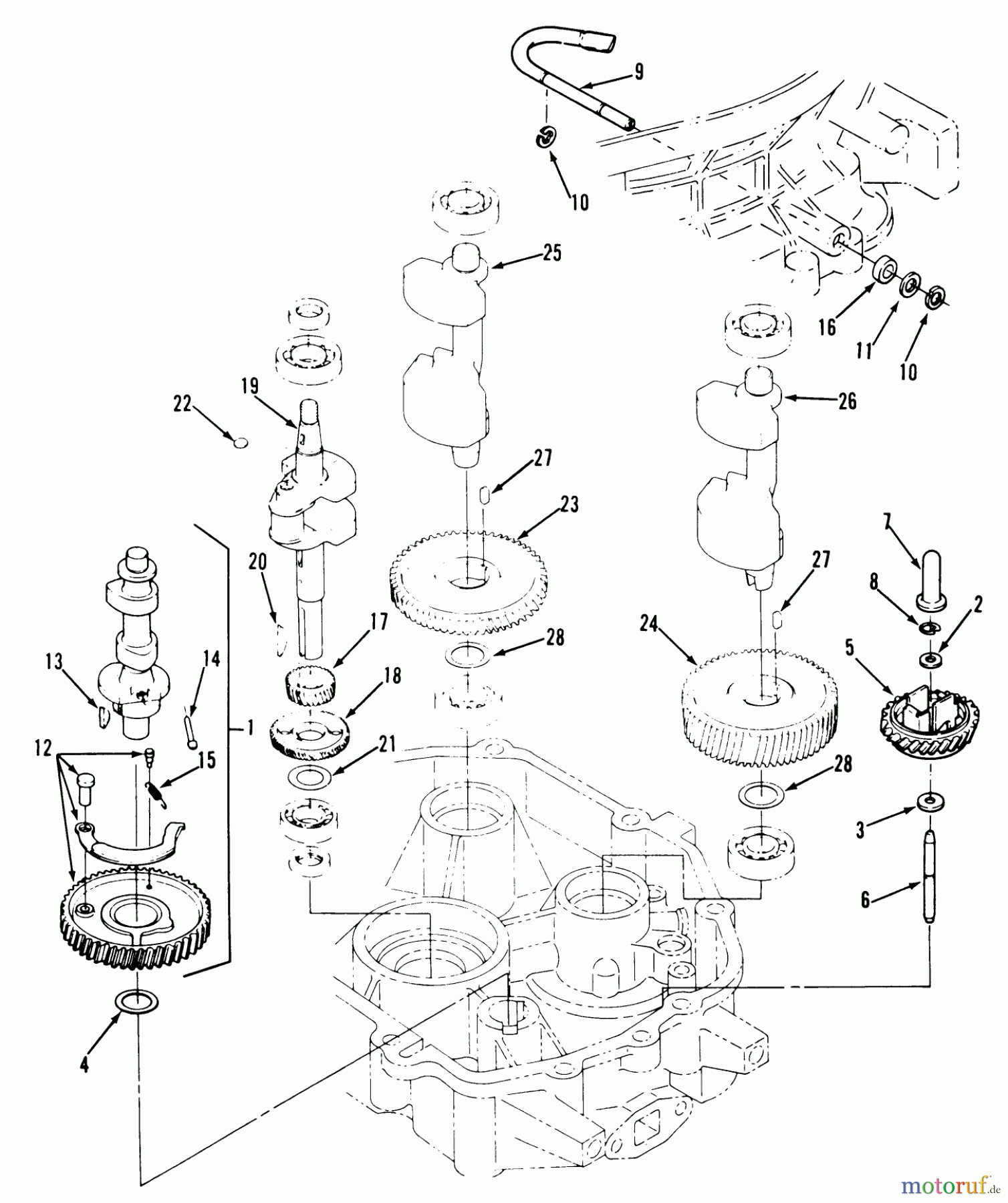 Toro Neu Mowers, Zero-Turn Y1-20OE02 (620-Z) - Toro 620-Z Tractor, 1991 (1000001-1999999) CRANKSHAFT & CAMSHAFT-612-Z