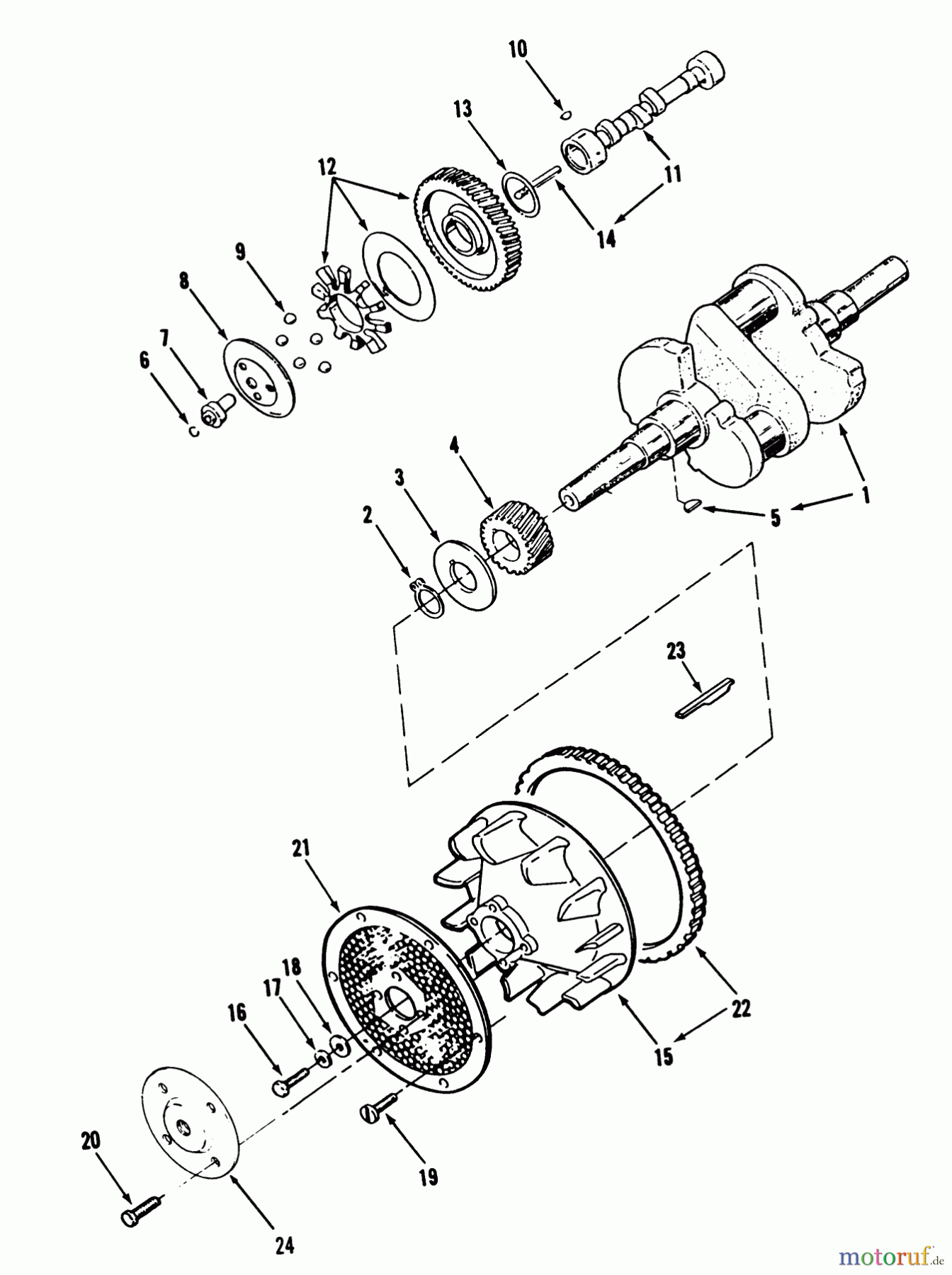 Toro Neu Mowers, Zero-Turn Y1-12OE02 (612-Z) - Toro 612-Z Tractor, 1991 (1000001-1999999) CRANKSHAFT, CAMSHAFT AND FLYWHEEL-616-Z, 620-Z