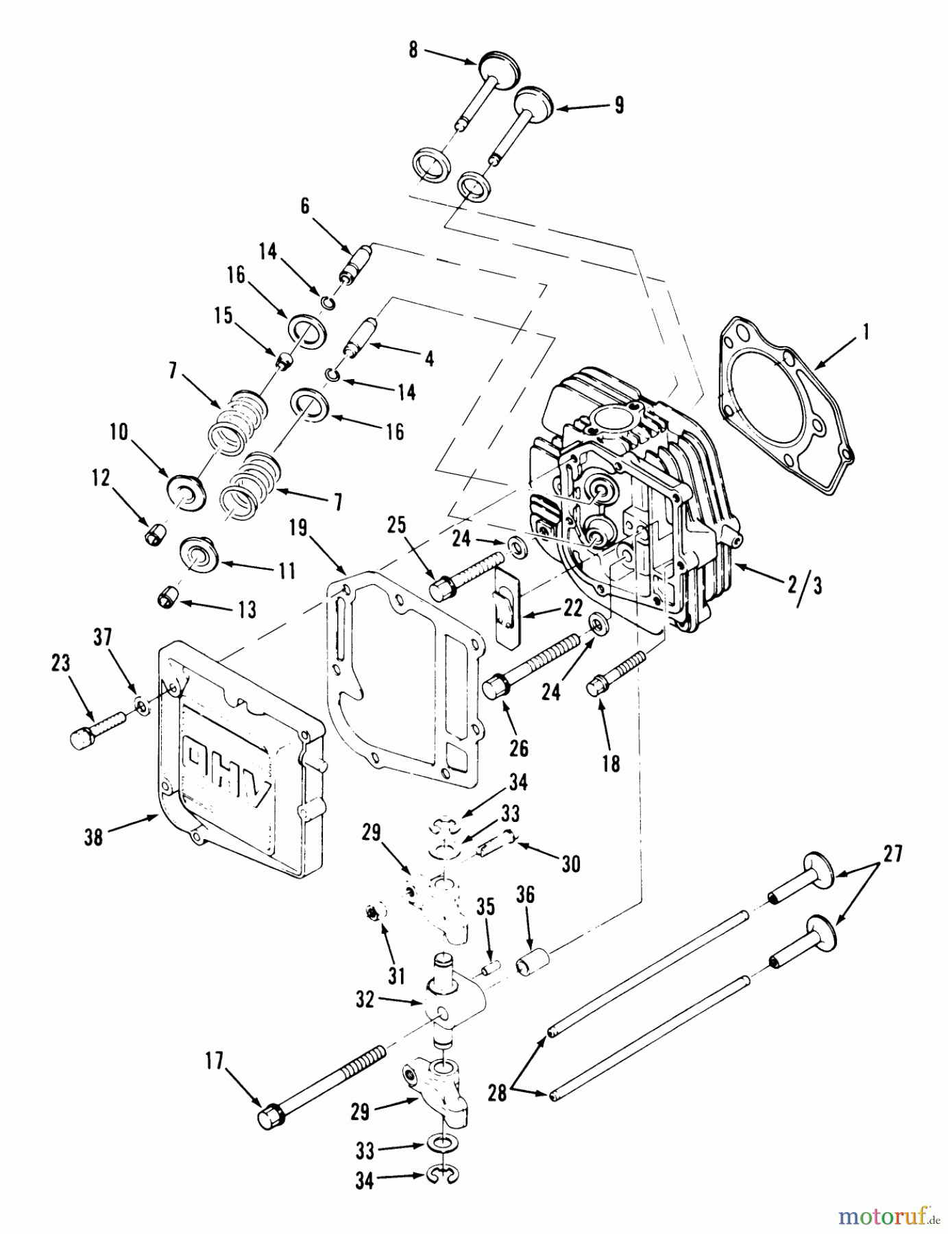 Toro Neu Mowers, Zero-Turn Y1-20OE02 (620-Z) - Toro 620-Z Tractor, 1991 (1000001-1999999) CYLINDER HEAD AND VALVES-612-Z