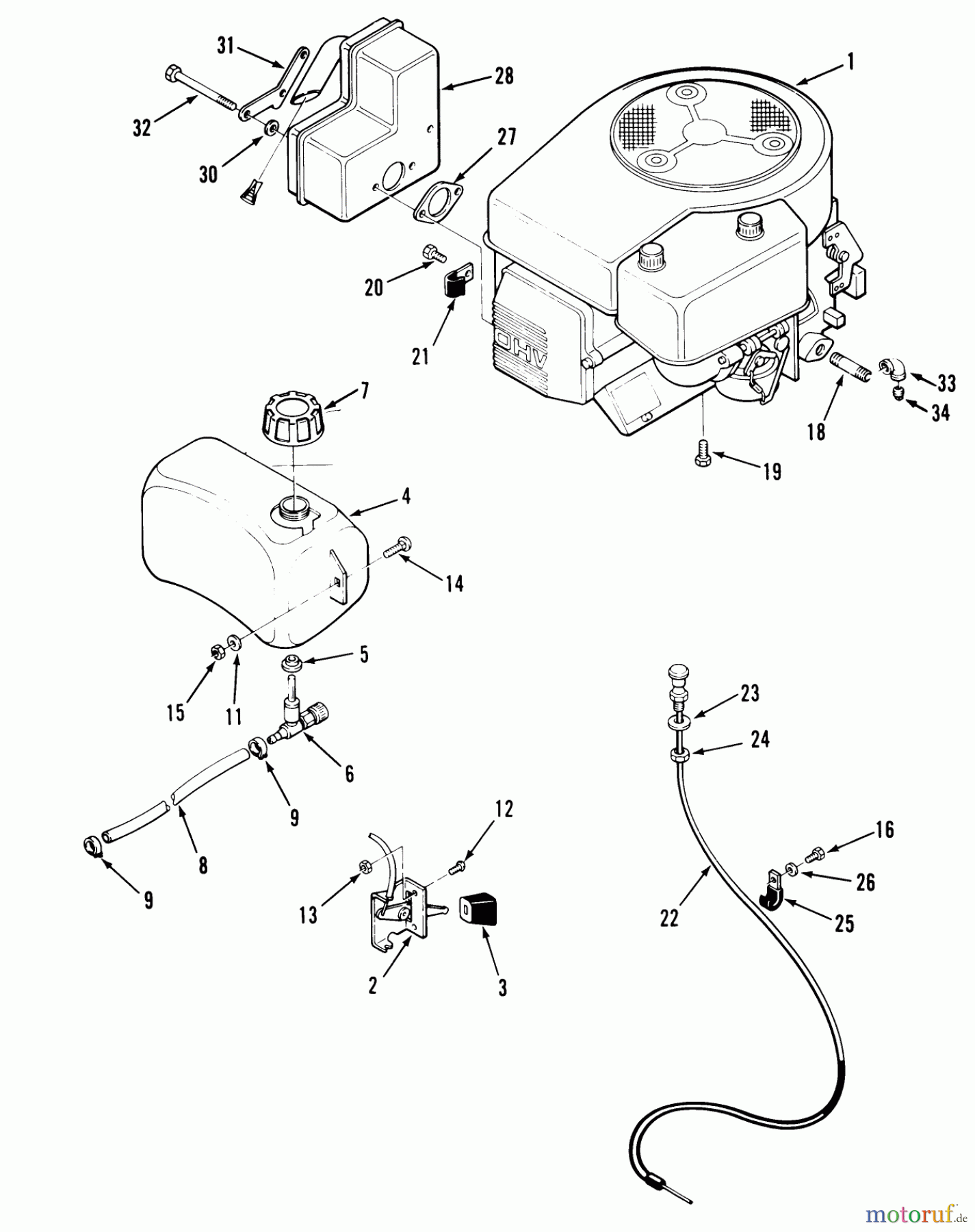 Toro Neu Mowers, Zero-Turn Y1-12OE02 (612-Z) - Toro 612-Z Tractor, 1991 (1000001-1999999) ENGINE, FUEL & EXHAUST SYSTEMS-612-Z