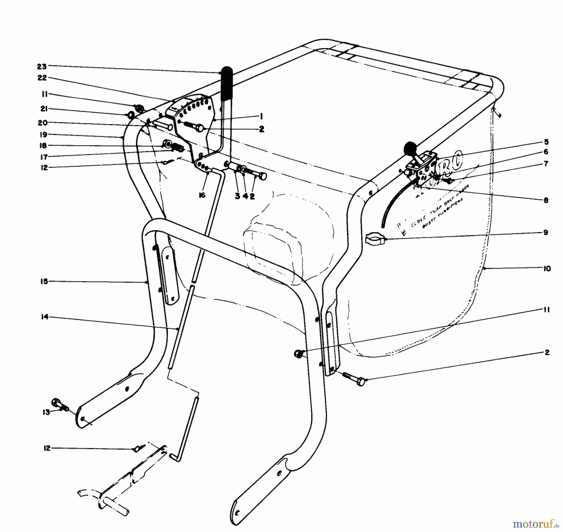 Toro Neu Blowers/Vacuums/Chippers/Shredders 62923 - Toro 5 hp Lawn Vacuum, 1984 (4000001-4999999) CONTROLS AND HANDLE ASSEMBLY (MODEL 62912)