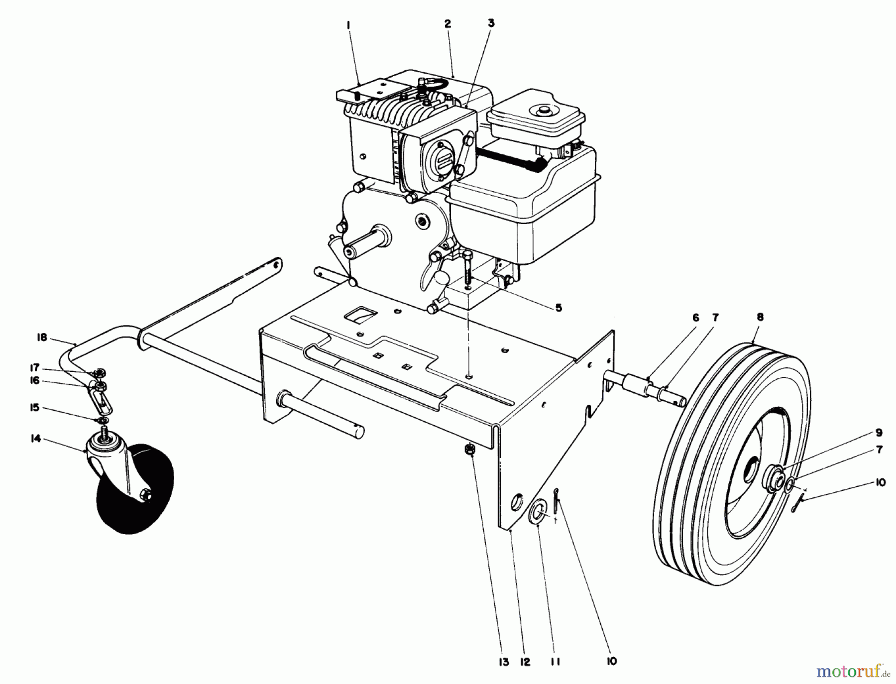 Toro Neu Blowers/Vacuums/Chippers/Shredders 62912 - Toro 5 hp Lawn Vacuum, 1984 (4000001-4999999) ENGINE AND BASE ASSEMBLY (MODEL 62912)