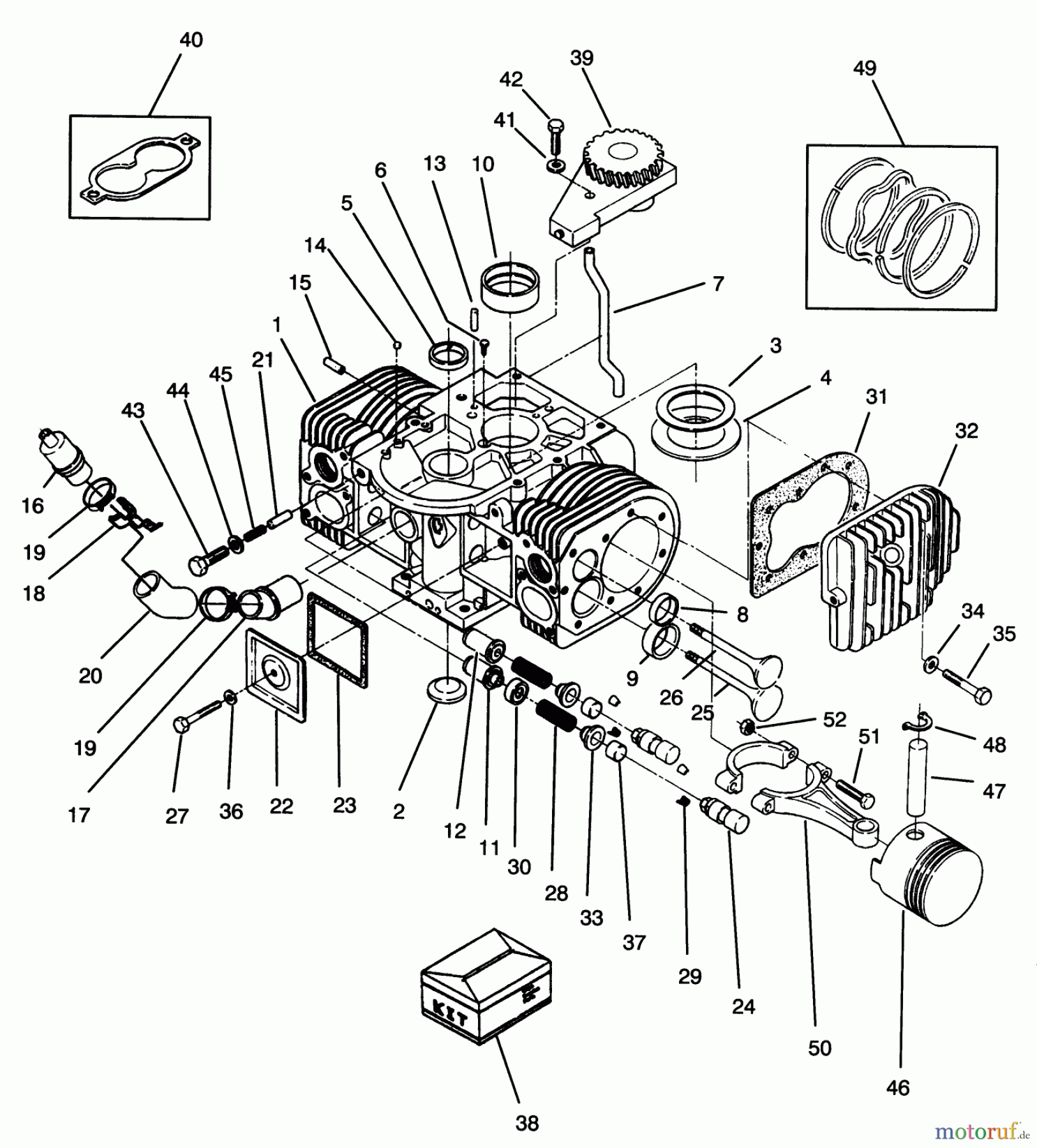  Toro Neu Mowers, Zero-Turn Y1-20OE03 (620-Z) - Toro 620-Z Tractor, 1992 (2000001-2999999) ENGINE CYLINDER BLOCK ASSEMBLY