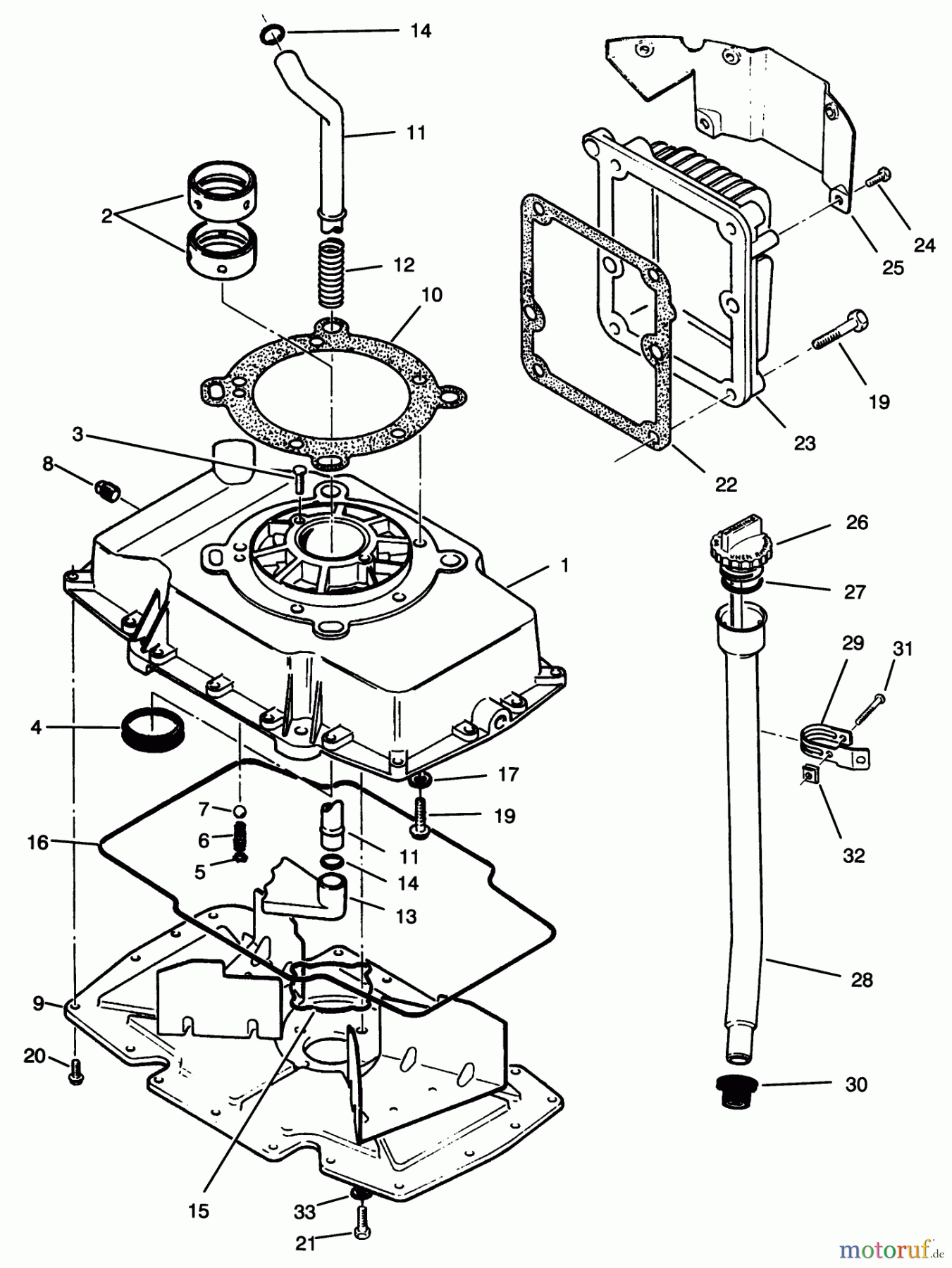  Toro Neu Mowers, Zero-Turn Y1-20OE03 (620-Z) - Toro 620-Z Tractor, 1992 (2000001-2999999) OIL BASE & FILL TUBE ASSEMBLY