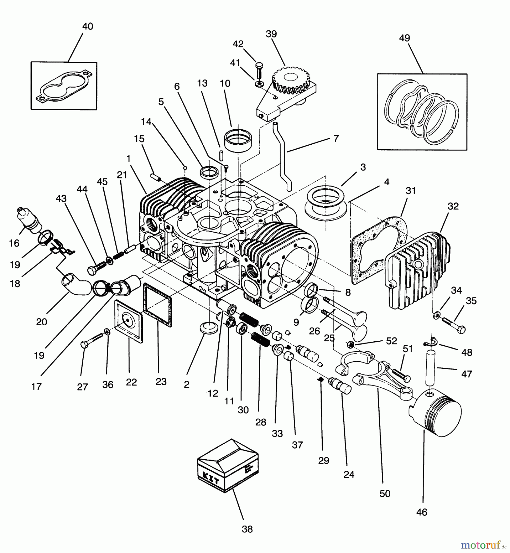 Toro Neu Mowers, Zero-Turn Y1-16OEE4 (616-Z) - Toro 616-Z Tractor, 1992 (2000001-2999999) ENGINE CYLINDER BLOCK ASSEMBLY