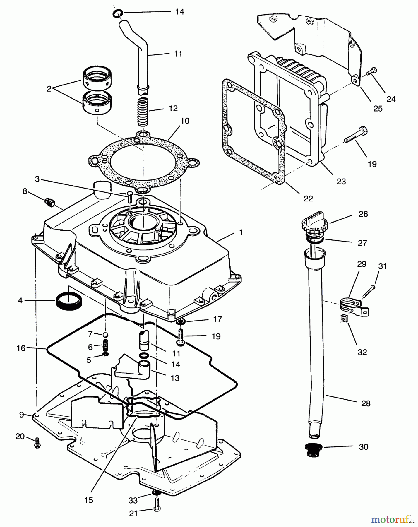 Toro Neu Mowers, Zero-Turn Y1-16OEE4 (616-Z) - Toro 616-Z Tractor, 1992 (2000001-2999999) OIL BASE & FILL TUBE ASSEMBLY