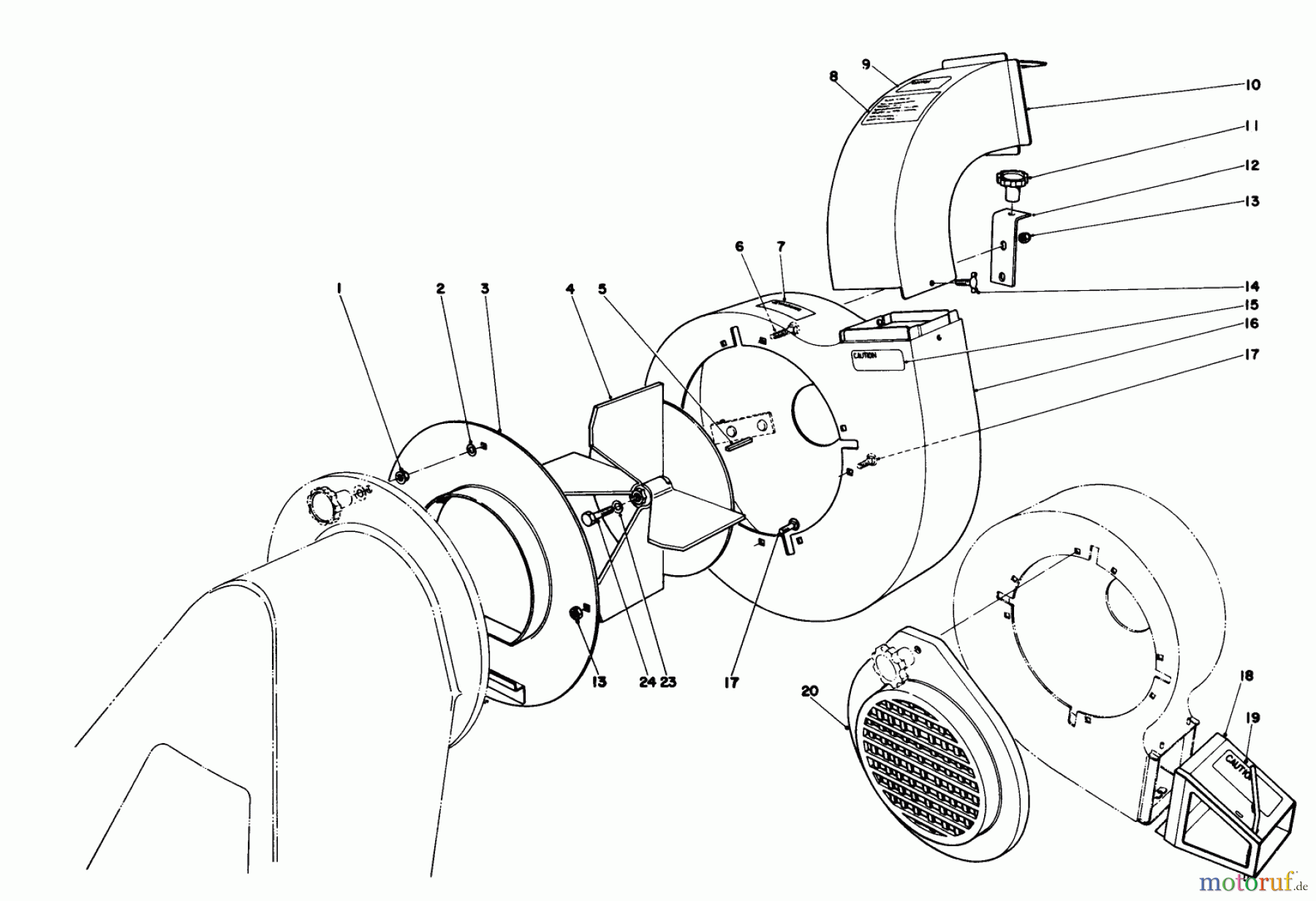 Toro Neu Blowers/Vacuums/Chippers/Shredders 62923 - Toro 5 hp Lawn Vacuum, 1985 (5000001-5999999) BLOWER ASSEMBLY (MODELS 62912 & 62923)