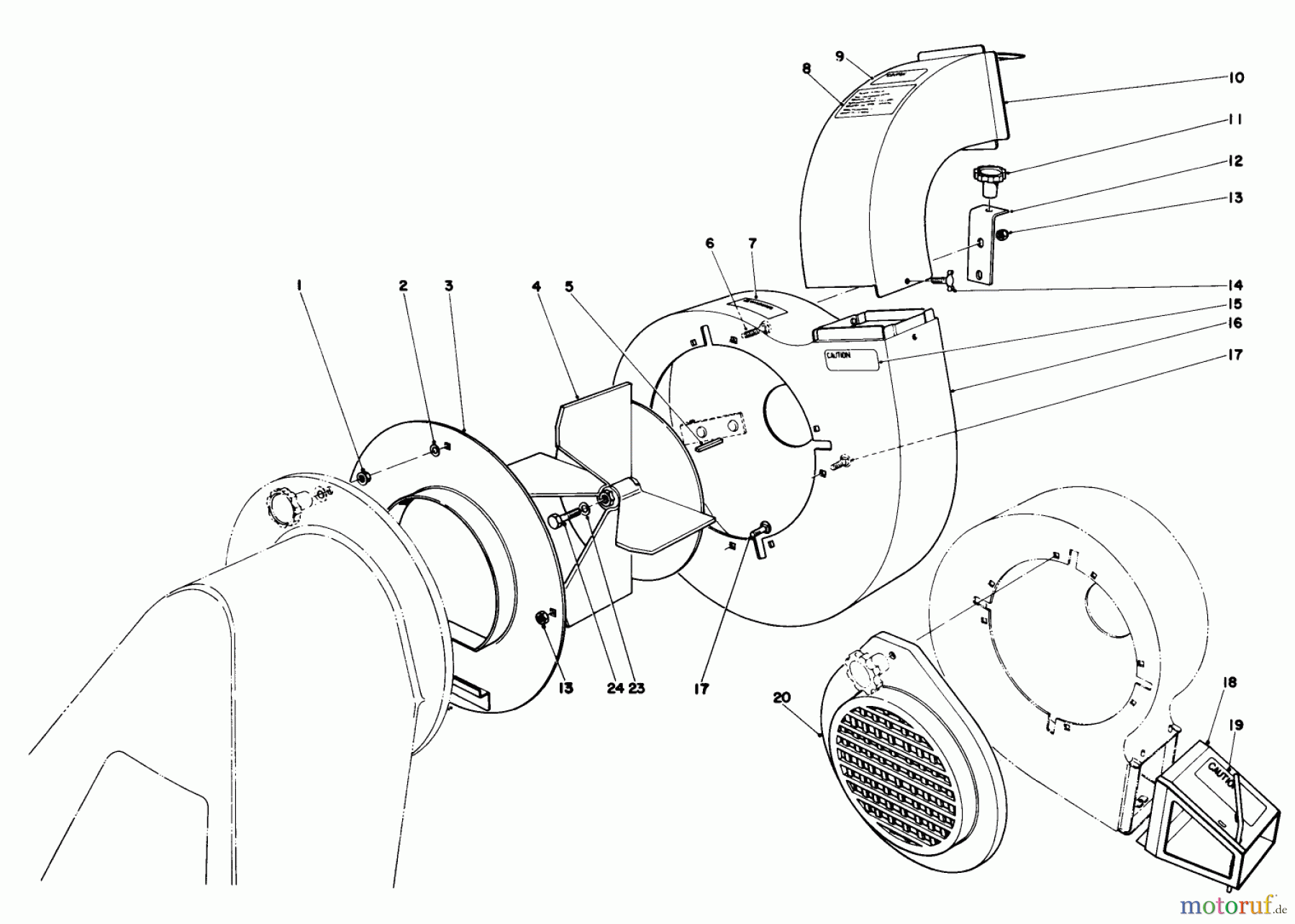 Toro Neu Blowers/Vacuums/Chippers/Shredders 62923 - Toro 5 hp Lawn Vacuum, 1986 (6000001-6999999) BLOWER ASSEMBLY (MODEL 62912 & 62923)