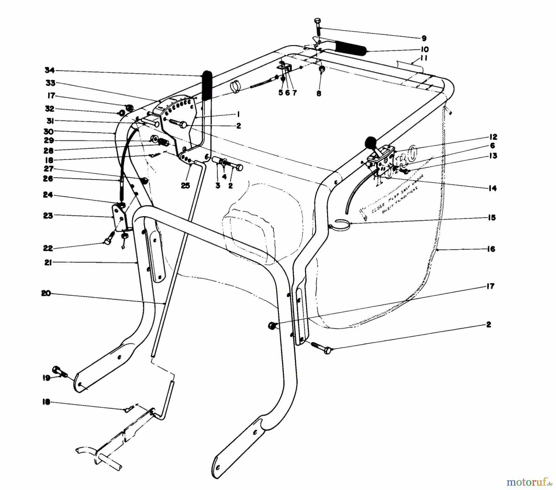 Toro Neu Blowers/Vacuums/Chippers/Shredders 62912 - Toro 5 hp Lawn Vacuum, 1986 (6000001-6999999) CONTROLS AND HANDLE ASSEMBLY (MODEL 62923)
