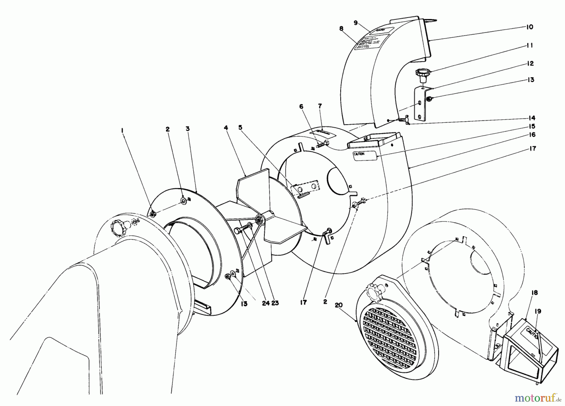Toro Neu Blowers/Vacuums/Chippers/Shredders 62912 - Toro 5 hp Lawn Vacuum, 1987 (7000001-7999999) BLOWER ASSEMBLY (MODEL 62912 & 62923)