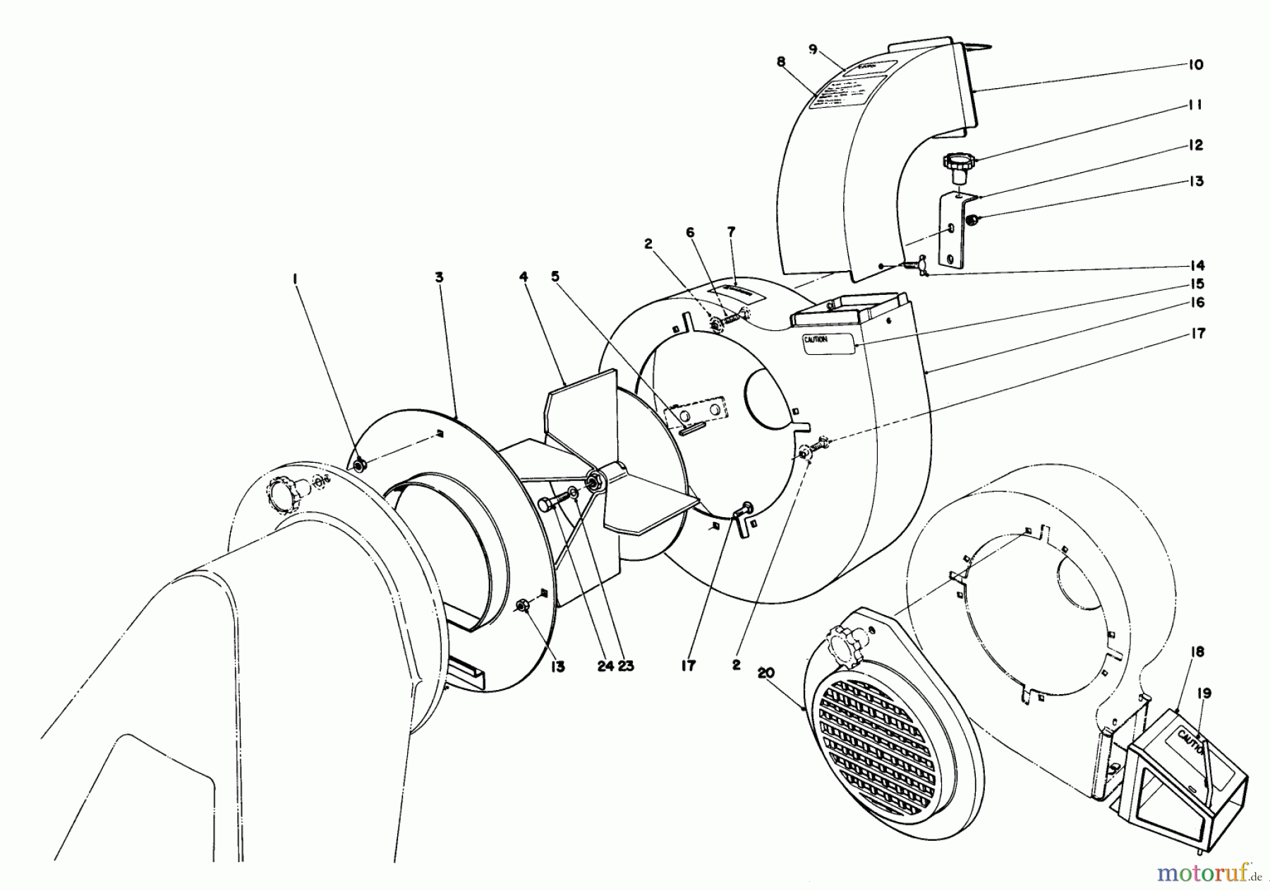 Toro Neu Blowers/Vacuums/Chippers/Shredders 62912 - Toro 5 hp Lawn Vacuum, 1988 (8000001-8999999) BLOWER ASSEMBLY (MODEL 62912 & 62923)
