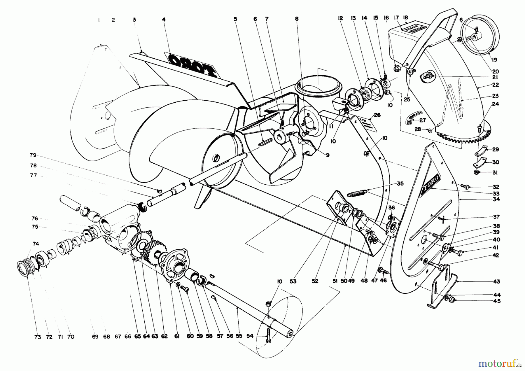 Toro Neu Snow Blowers/Snow Throwers Seite 1 31820 (832) - Toro 832 Snowthrower, 1972 (200001-299999) AUGER ASSEMBLY