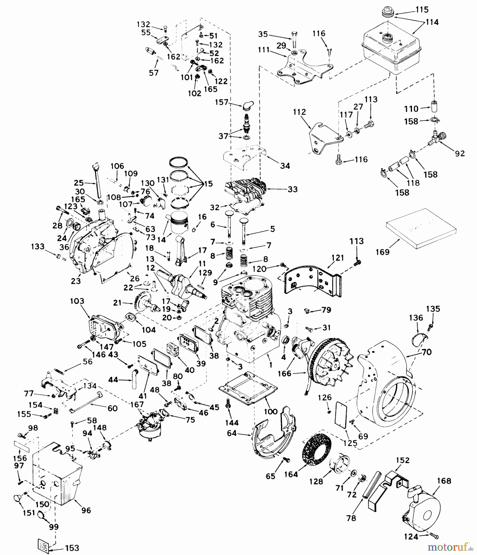  Toro Neu Snow Blowers/Snow Throwers Seite 1 31263 (526) - Toro 526 Snowthrower, 1973 (3000001-3999999) ENGINE, TECUMSEH MODEL NO. H50-65279J