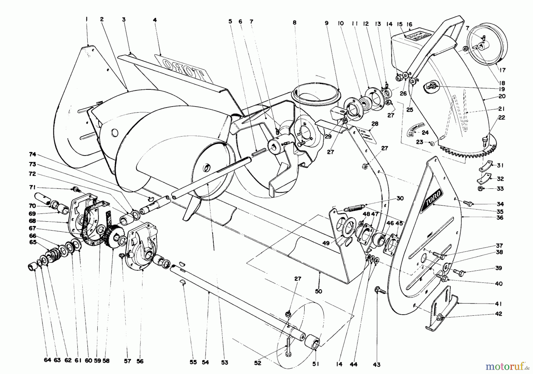  Toro Neu Snow Blowers/Snow Throwers Seite 1 31763 (726) - Toro 726 Snowthrower, 1974 (4000001-4999999) AUGER ASSEMBLY