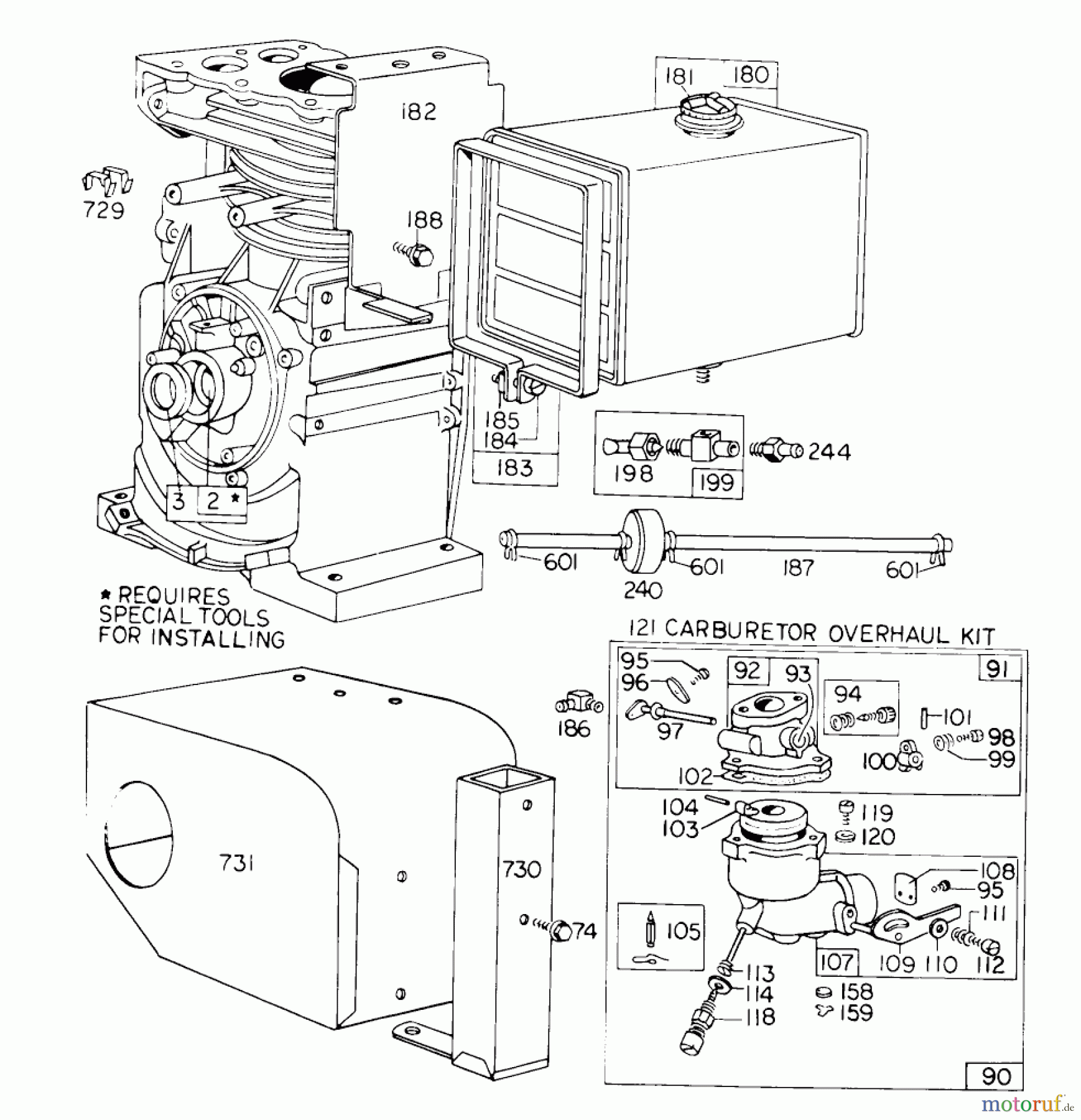 Toro Neu Snow Blowers/Snow Throwers Seite 1 31756 (726) - Toro 726 Snowthrower, 1974 (4000001-4999999) CARBURETOR ASSEMBLY #2