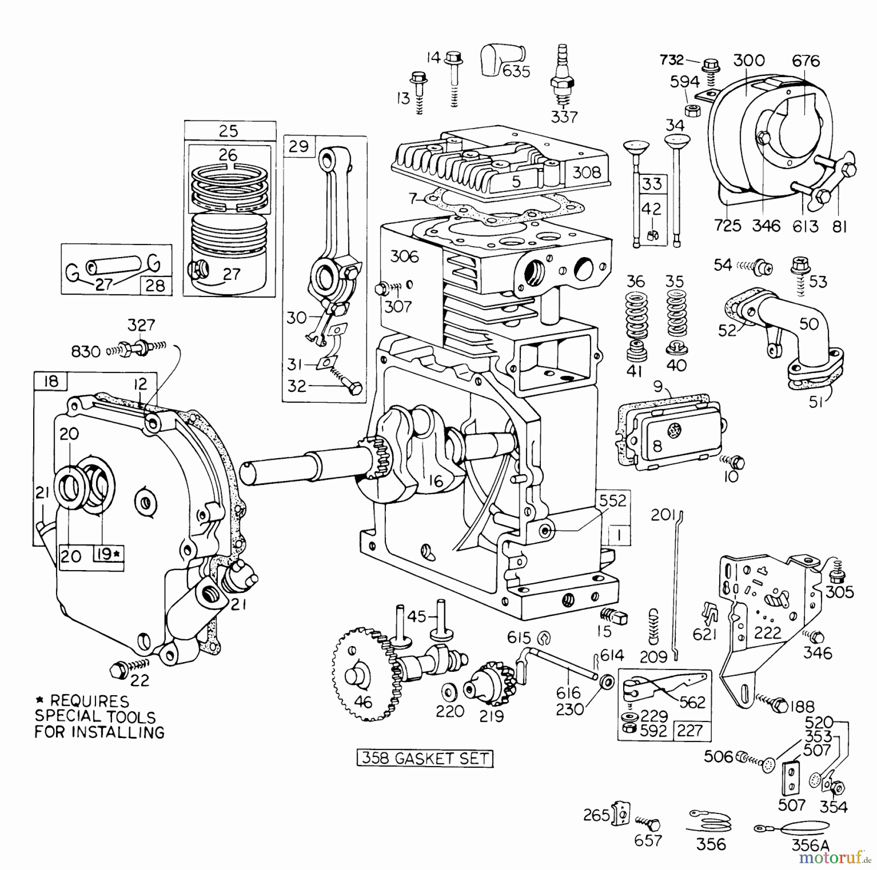 Toro Neu Snow Blowers/Snow Throwers Seite 1 31763 (726) - Toro 726 Snowthrower, 1974 (4000001-4999999) ENGINE MODEL NO. 190402 TYPE 0755 BRIGGS & STRATTON