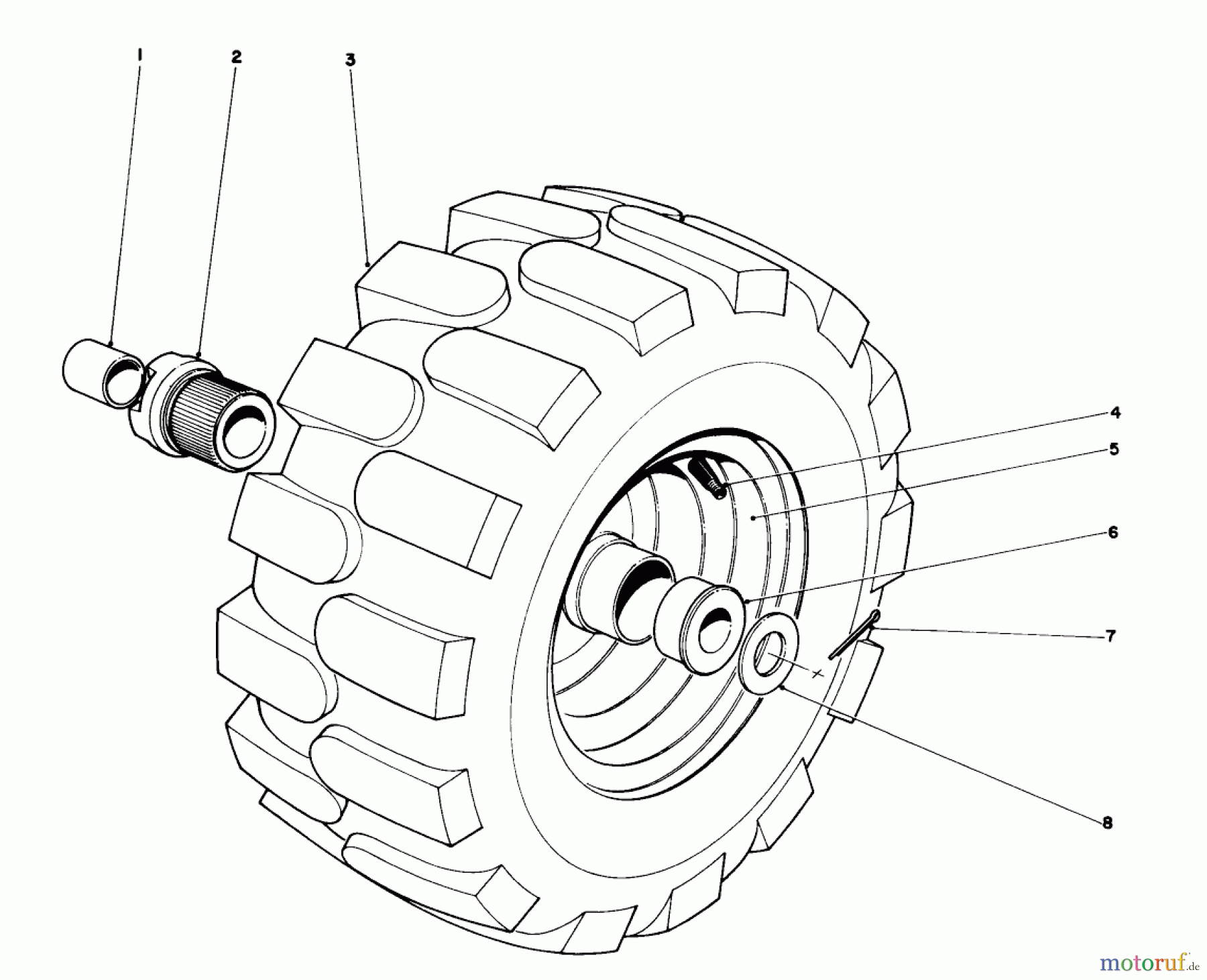 Toro Neu Snow Blowers/Snow Throwers Seite 1 31763 (726) - Toro 726 Snowthrower, 1974 (4000001-4999999) WHEEL ASSEMBLY