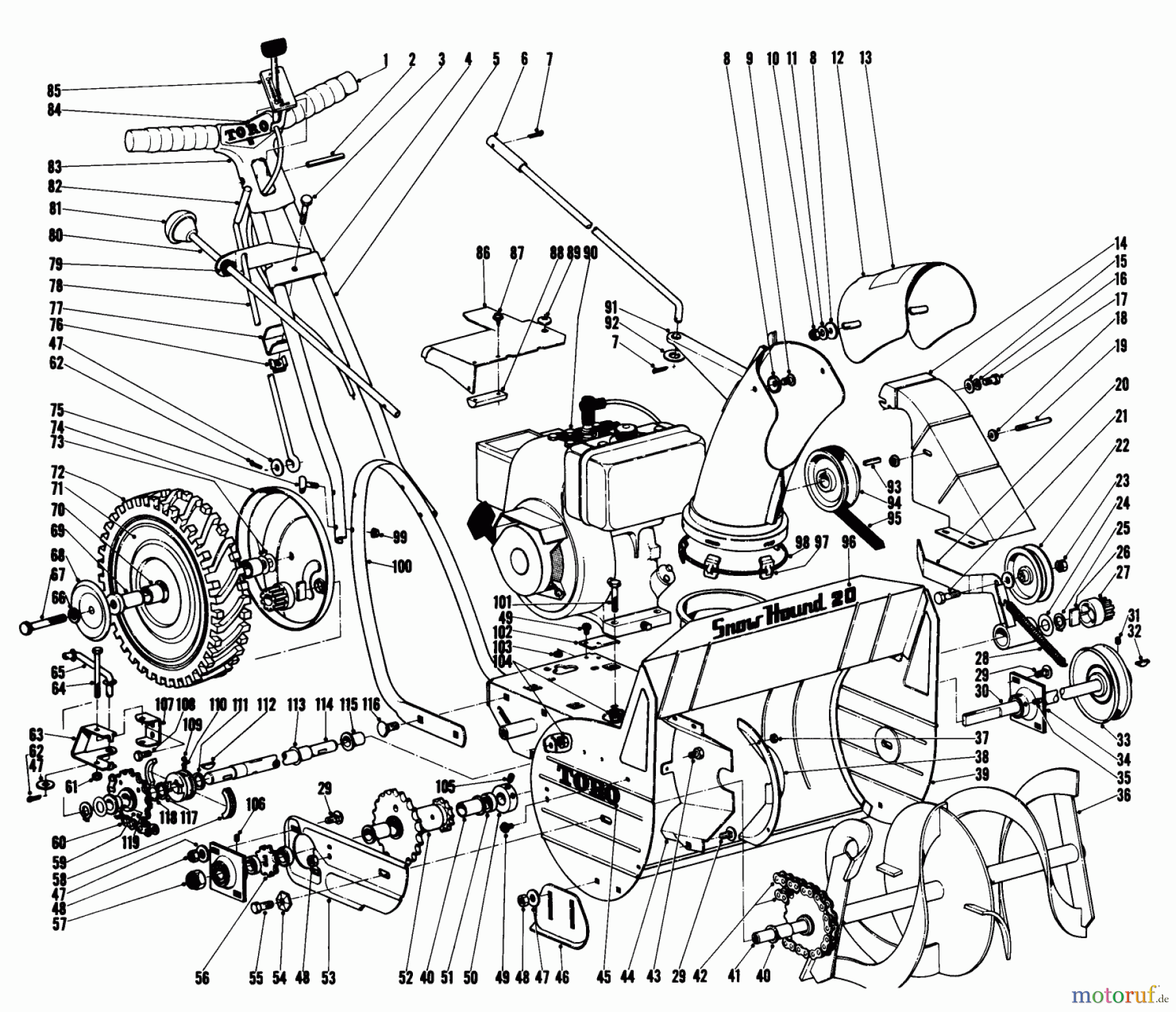 Toro Neu Snow Blowers/Snow Throwers Seite 1 31301 - Toro Snowhound, 1968 (8000001-8999999) SNOW HOUND-20