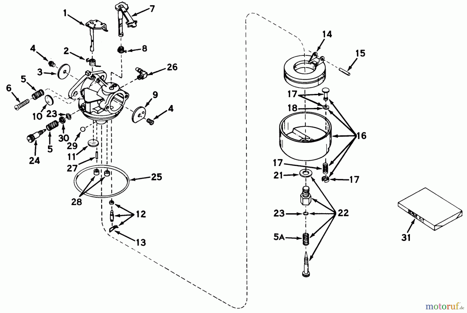 Toro Neu Snow Blowers/Snow Throwers Seite 1 31301 - Toro Snowhound, 1970 (0000001-0999999) CARBURETOR NO. 630958B