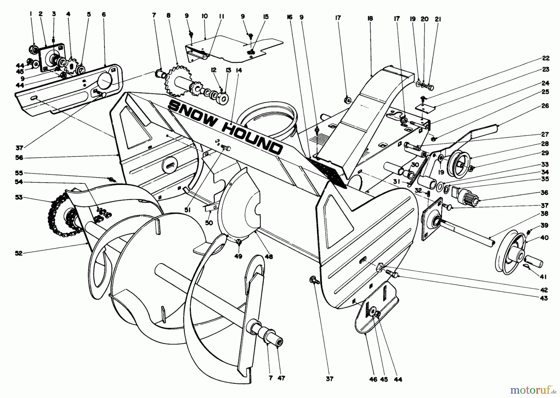 Toro Neu Snow Blowers/Snow Throwers Seite 1 31303 - Toro Snowhound, 1973 (3000001-3999999) AUGER ASSEMBLY
