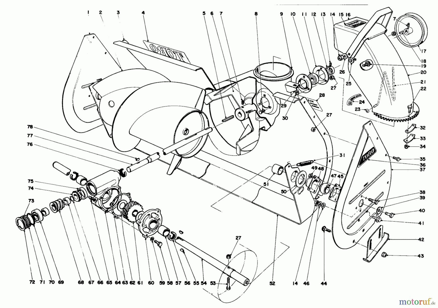  Toro Neu Snow Blowers/Snow Throwers Seite 1 31823 (832)- Toro 832 Snowthrower, 1974 (4000001-4999999) AUGER ASSEMBLY