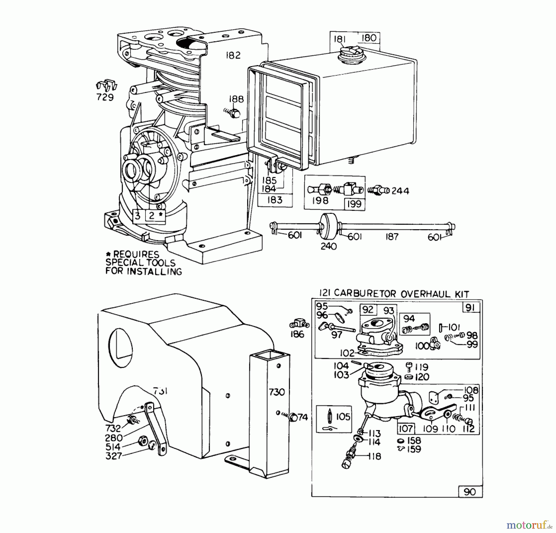 Toro Neu Snow Blowers/Snow Throwers Seite 1 31823 (832)- Toro 832 Snowthrower, 1974 (4000001-4999999) CARBURETOR ASSEMBLY #1