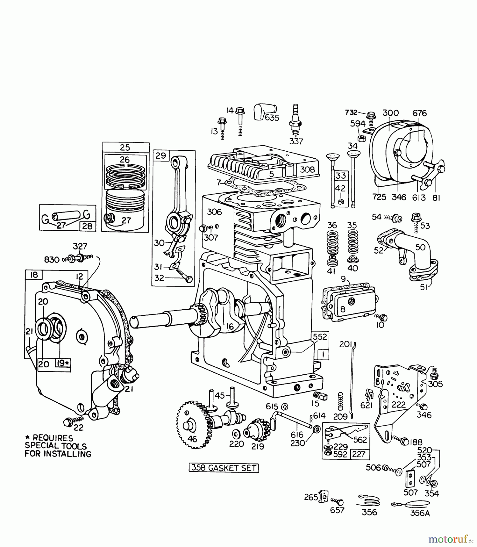 Toro Neu Snow Blowers/Snow Throwers Seite 1 31323 (832) - Toro 832 Snowthrower, 1974 (4000001-4999999) ENGINE MODEL NO. 190402 TYPE 0755 BRIGGS & STRATTON