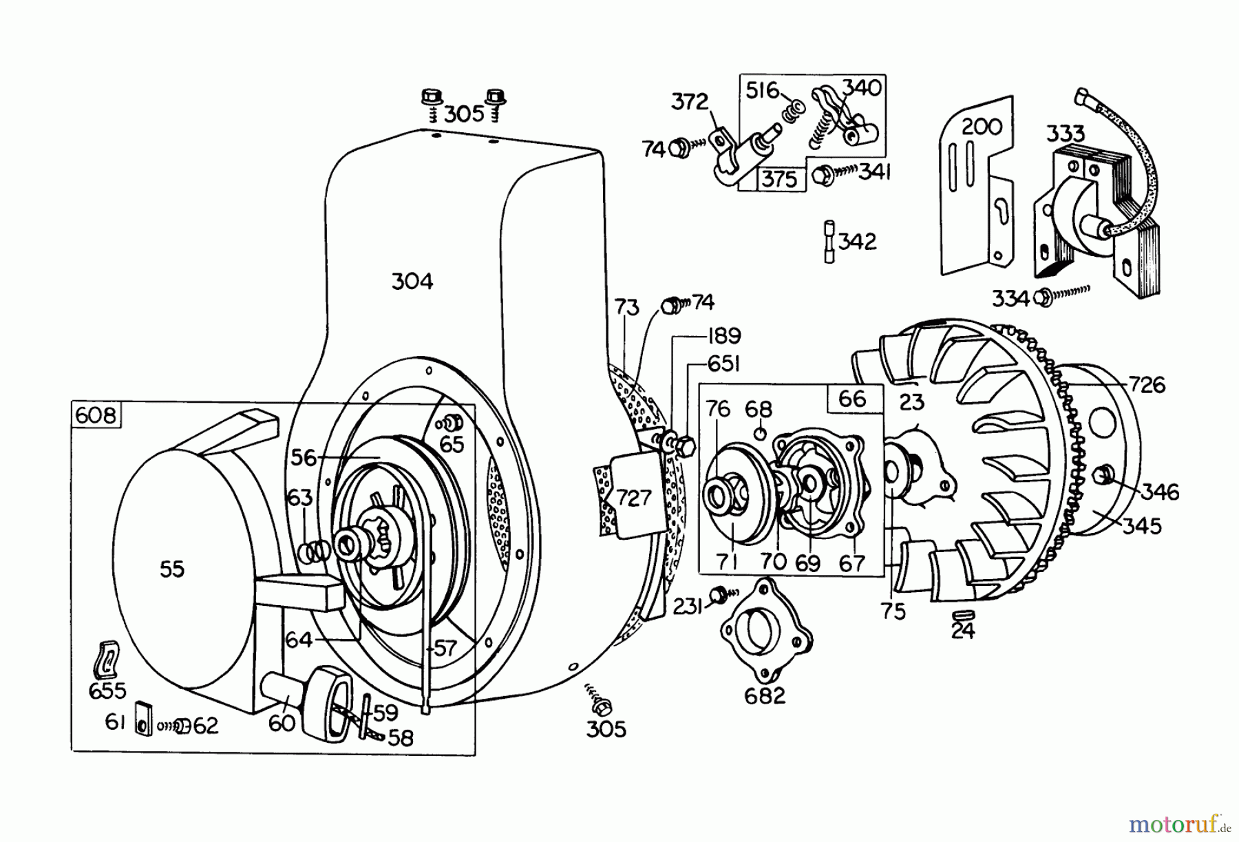  Toro Neu Snow Blowers/Snow Throwers Seite 1 31823 (832)- Toro 832 Snowthrower, 1974 (4000001-4999999) REWIND STARTER ASSEMBLY FOR TYPE 0754 AND 0755