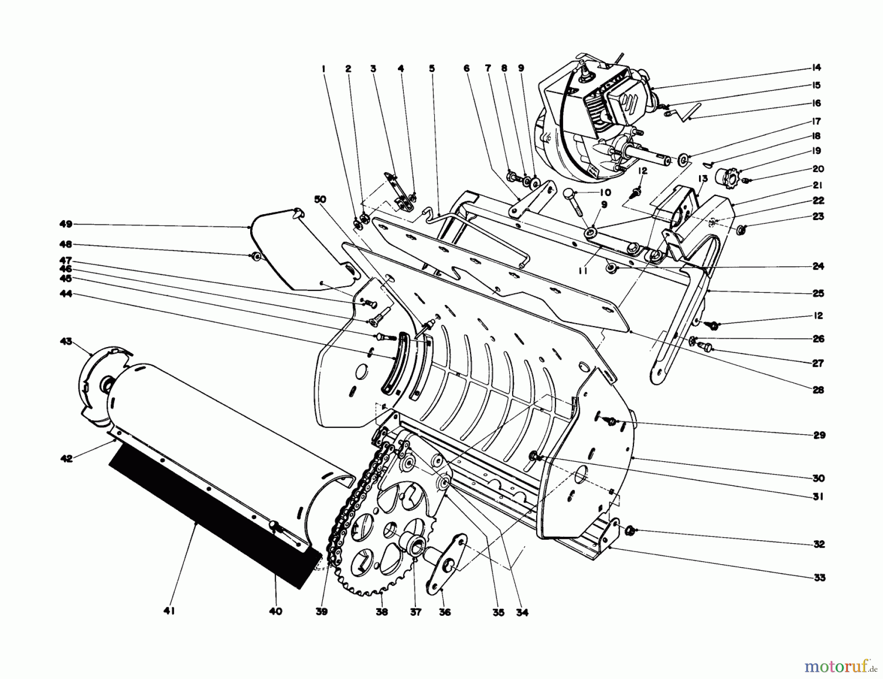 Toro Neu Snow Blowers/Snow Throwers Seite 1 31405 - Toro Snow Pup, 1976 (6000001-6999999) LOWER MAIN FRAME