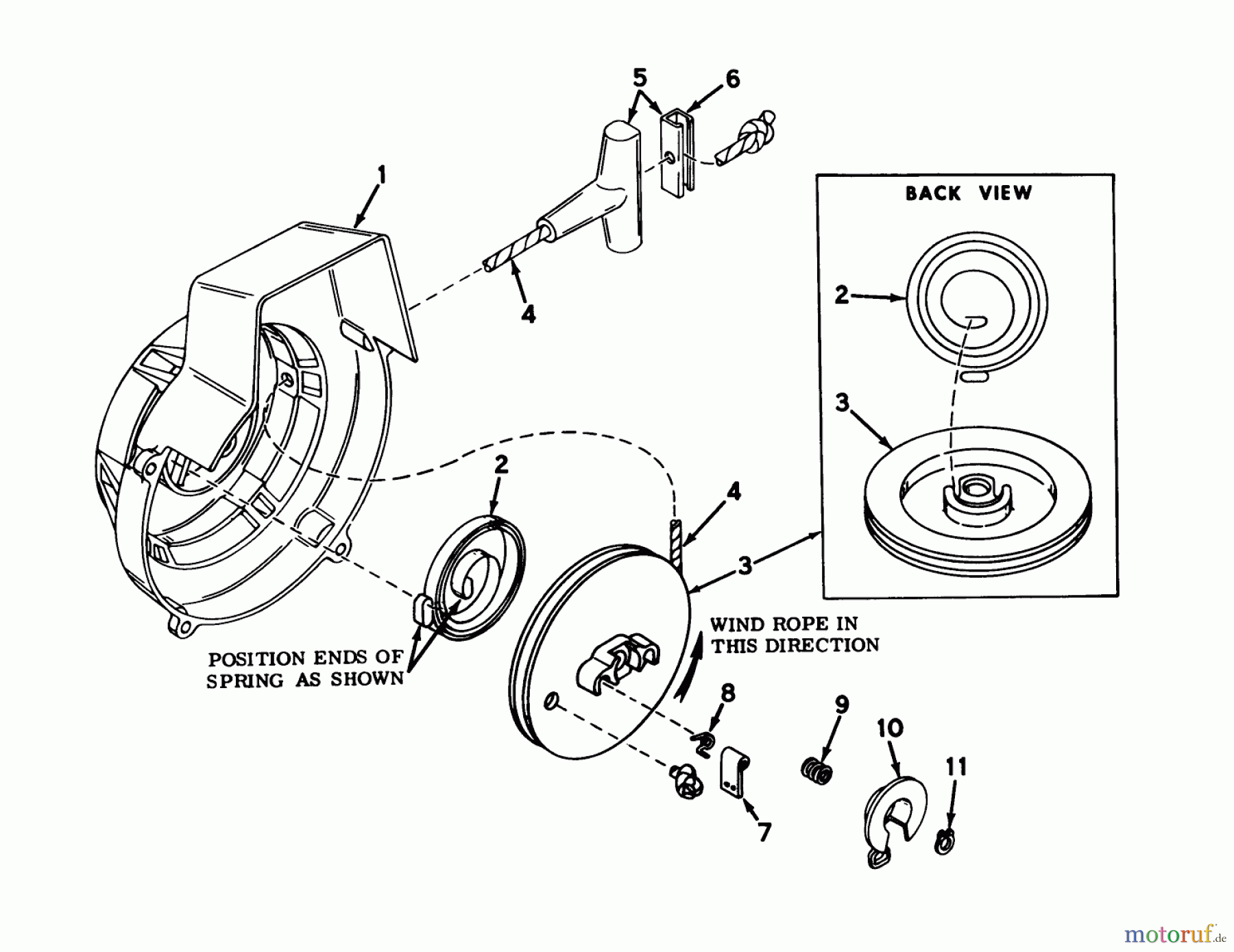 Toro Neu Snow Blowers/Snow Throwers Seite 1 31405 - Toro Snow Pup, 1976 (6000001-6999999) SHROUD AND REWIND STARTER NO. 590398B