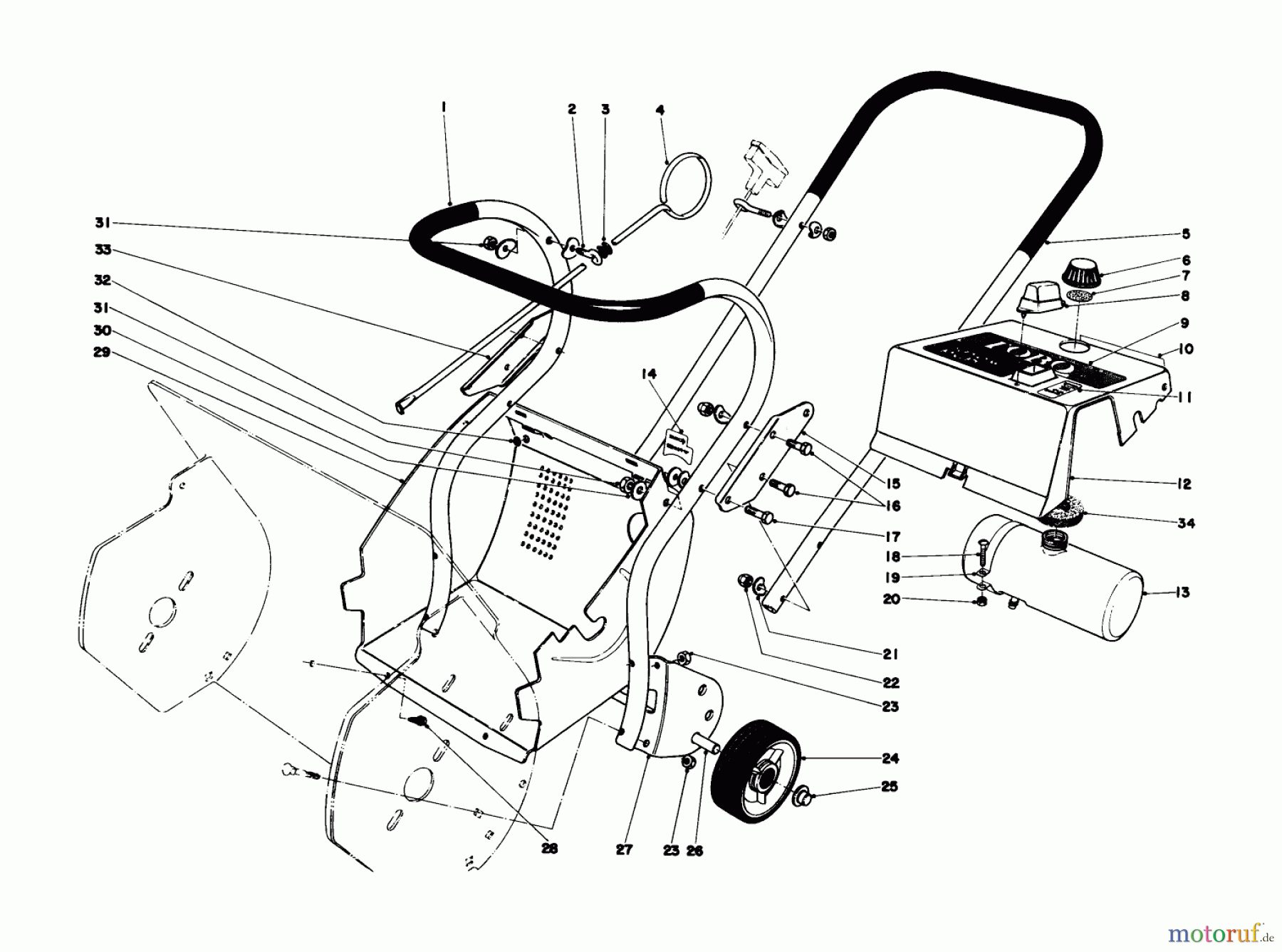 Toro Neu Snow Blowers/Snow Throwers Seite 1 31405 - Toro Snow Pup, 1976 (6000001-6999999) UPPER MAIN FRAME
