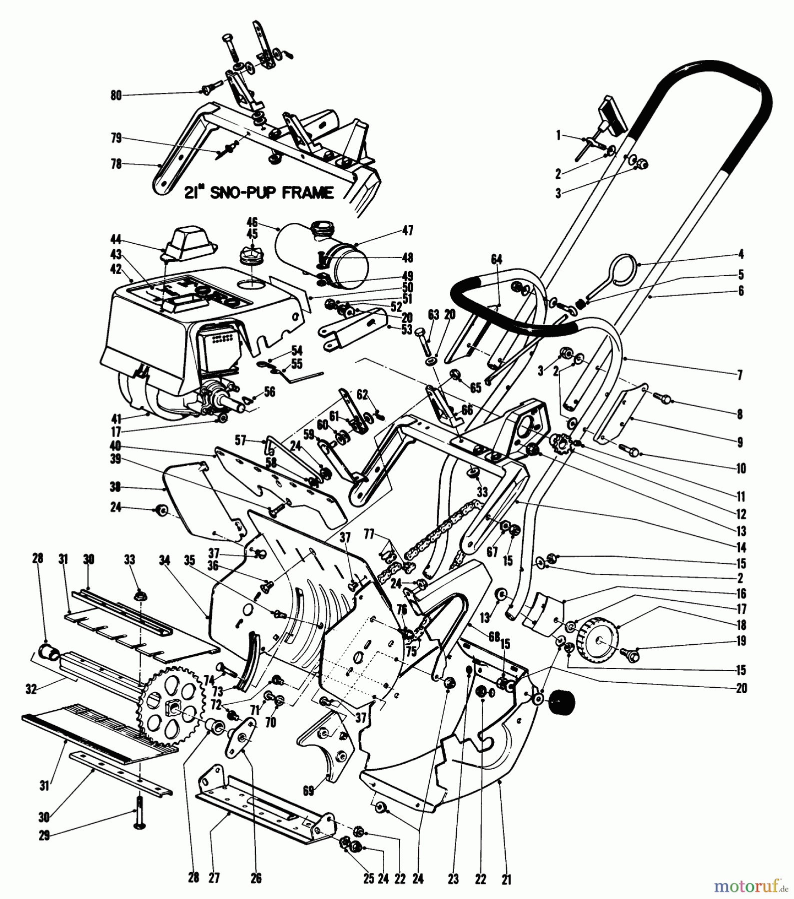 Toro Neu Snow Blowers/Snow Throwers Seite 1 31501 - Toro Snow Pup, 1968 (8000001-8999999) MAIN FRAME