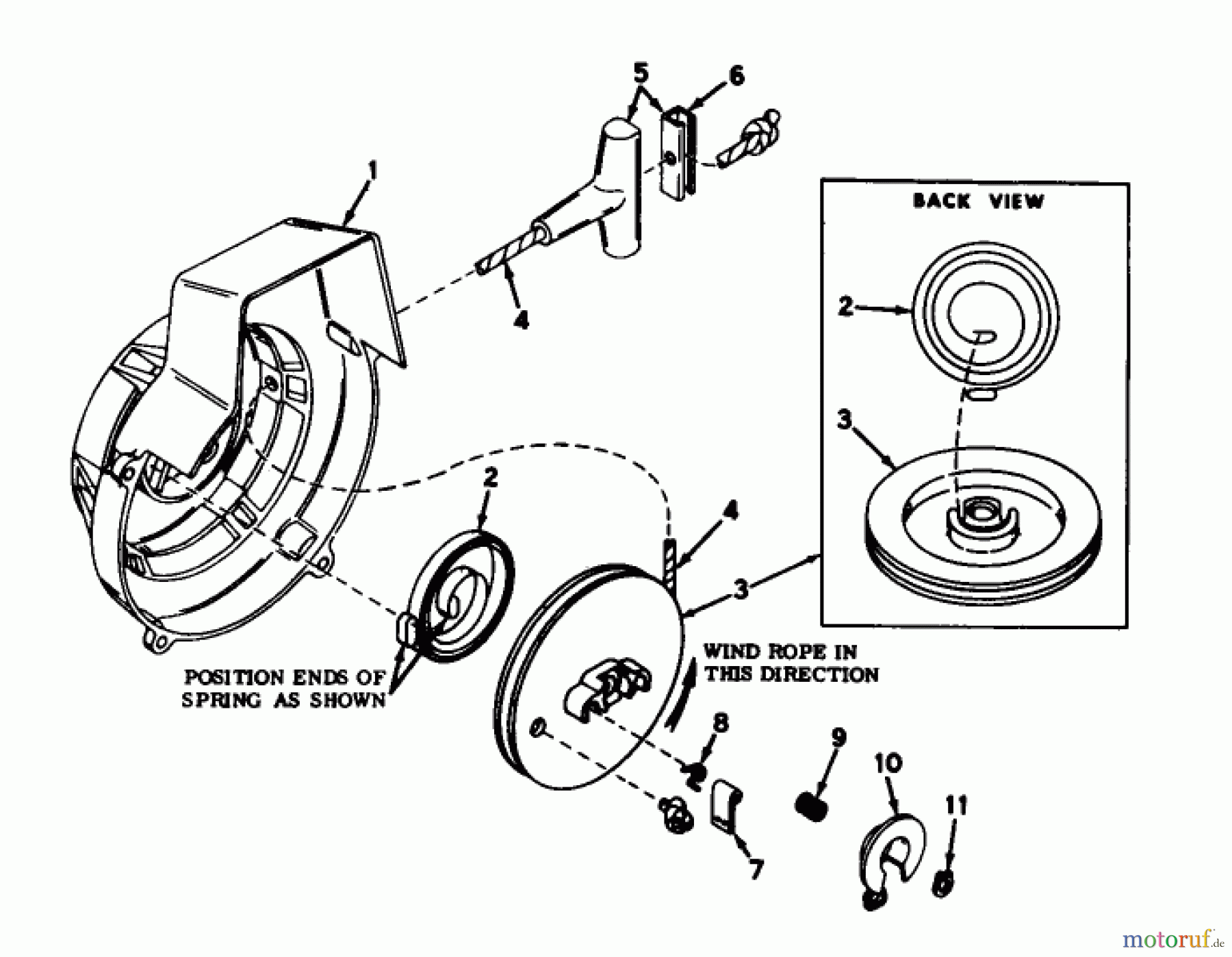 Toro Neu Snow Blowers/Snow Throwers Seite 1 31501 - Toro Snow Pup, 1968 (8000001-8999999) SHROUD AND REWIND STARTER MODEL NO. 590398B