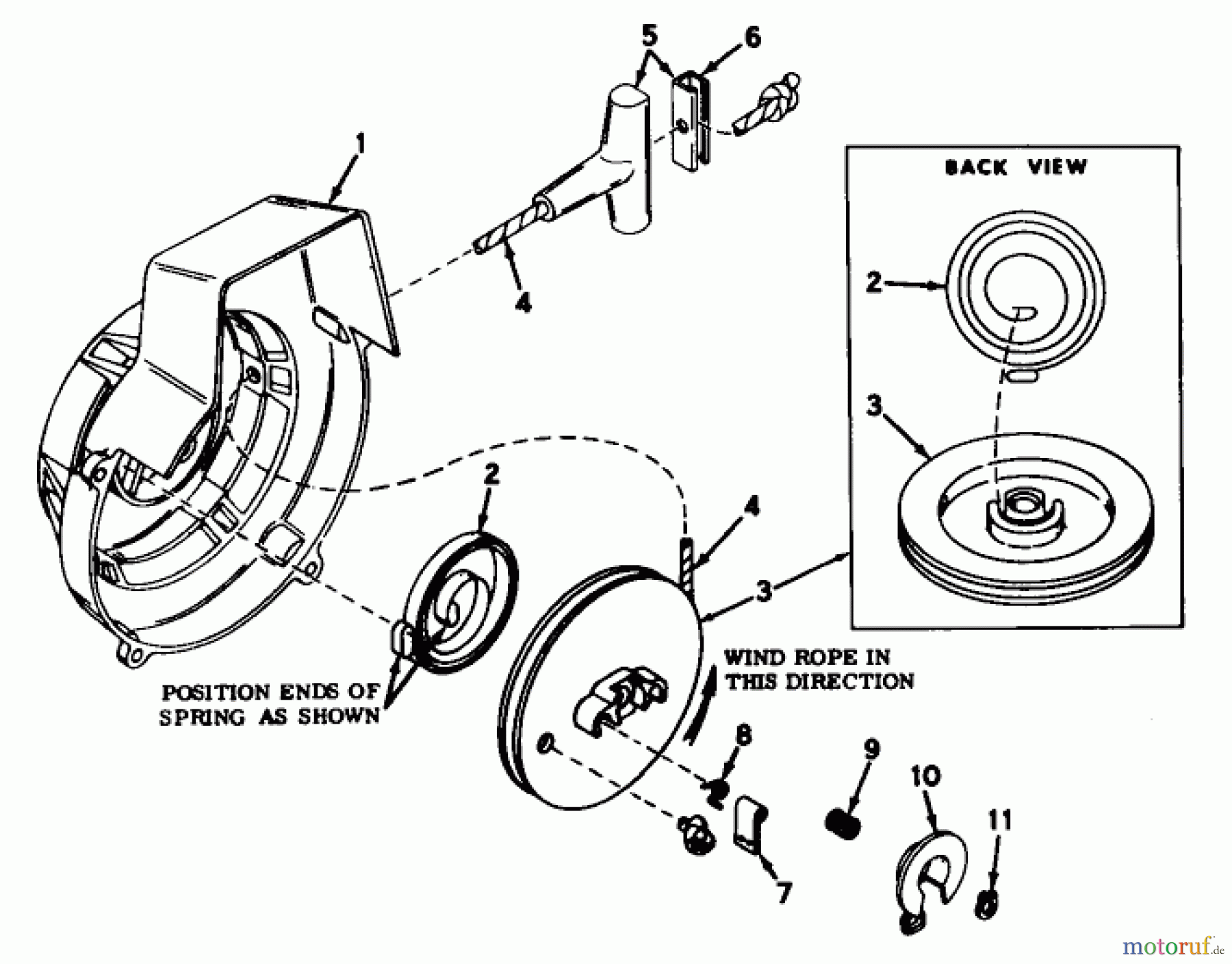 Toro Neu Snow Blowers/Snow Throwers Seite 1 31411 - Toro Snow Pup, 1969 (9000001-9999999) SHROUD AND REWIND STARTER MODEL NO. 590398B