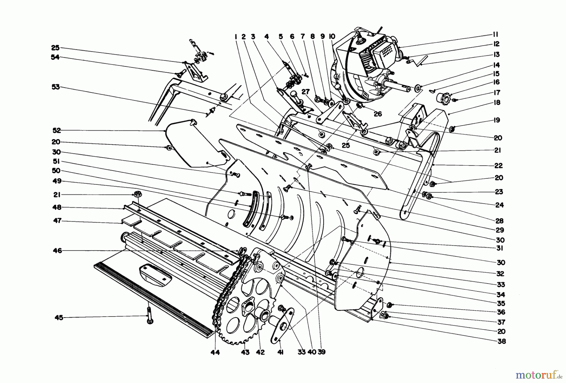 Toro Neu Snow Blowers/Snow Throwers Seite 1 31411 - Toro Snow Pup, 1971 (1000001-1999999) LOWER MAIN FRAME
