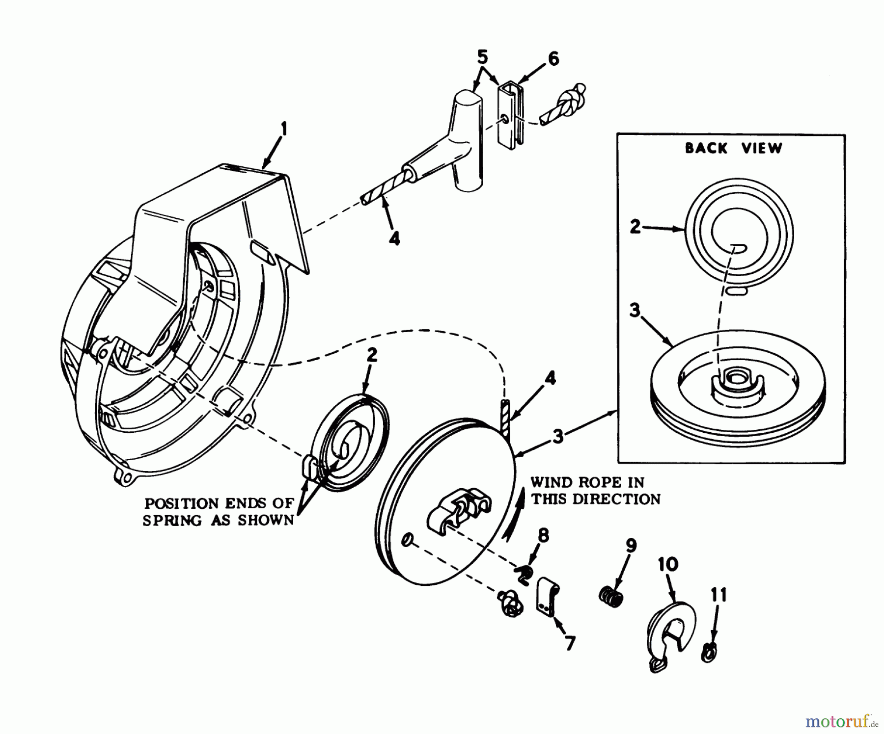 Toro Neu Snow Blowers/Snow Throwers Seite 1 31411 - Toro Snow Pup, 1971 (1000001-1999999) SHROUD AND REWIND STARTER MODEL NO. 590398B